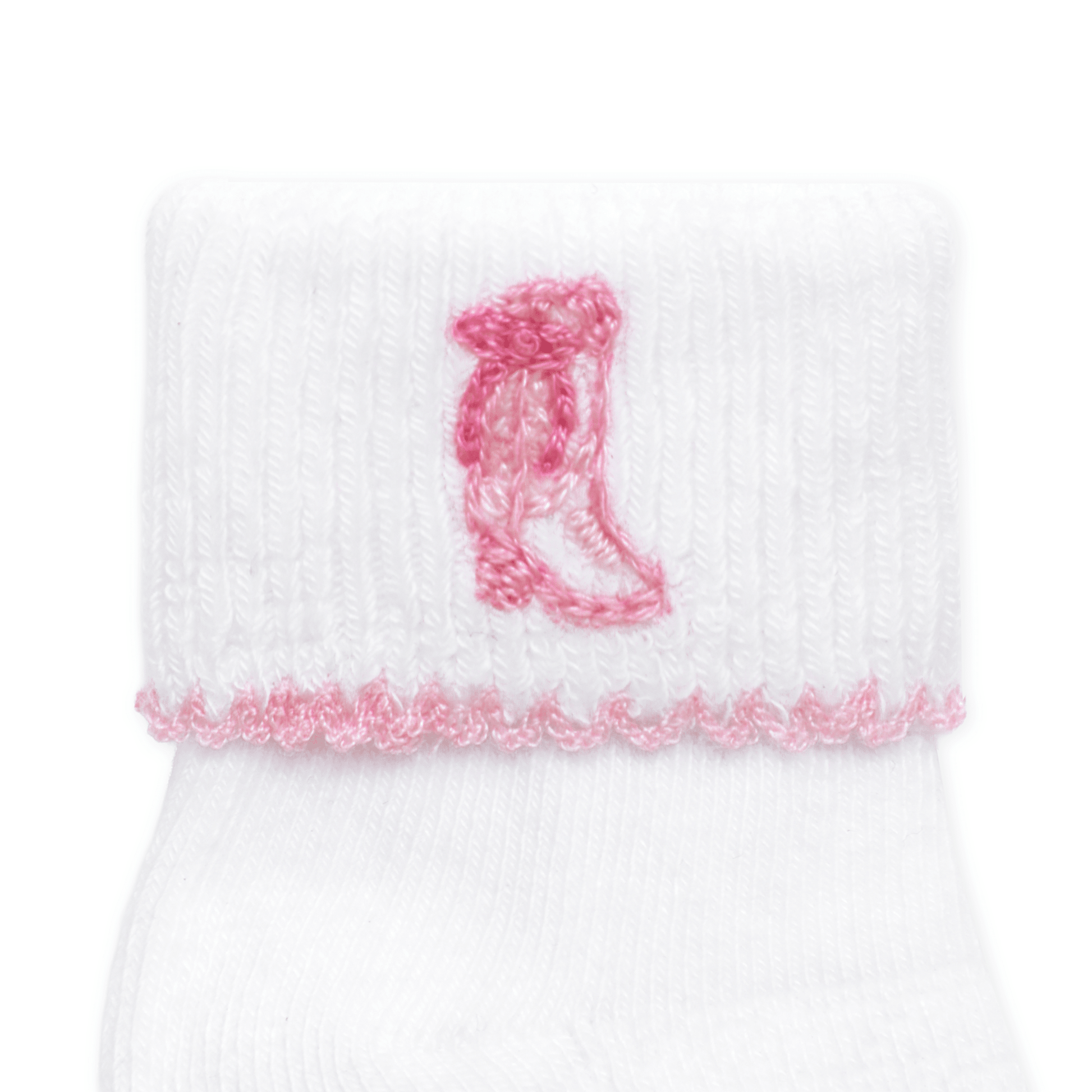 Darling Cowboy Boots Hand-Embroidered Socks - Pink - Magnolia BabySocks