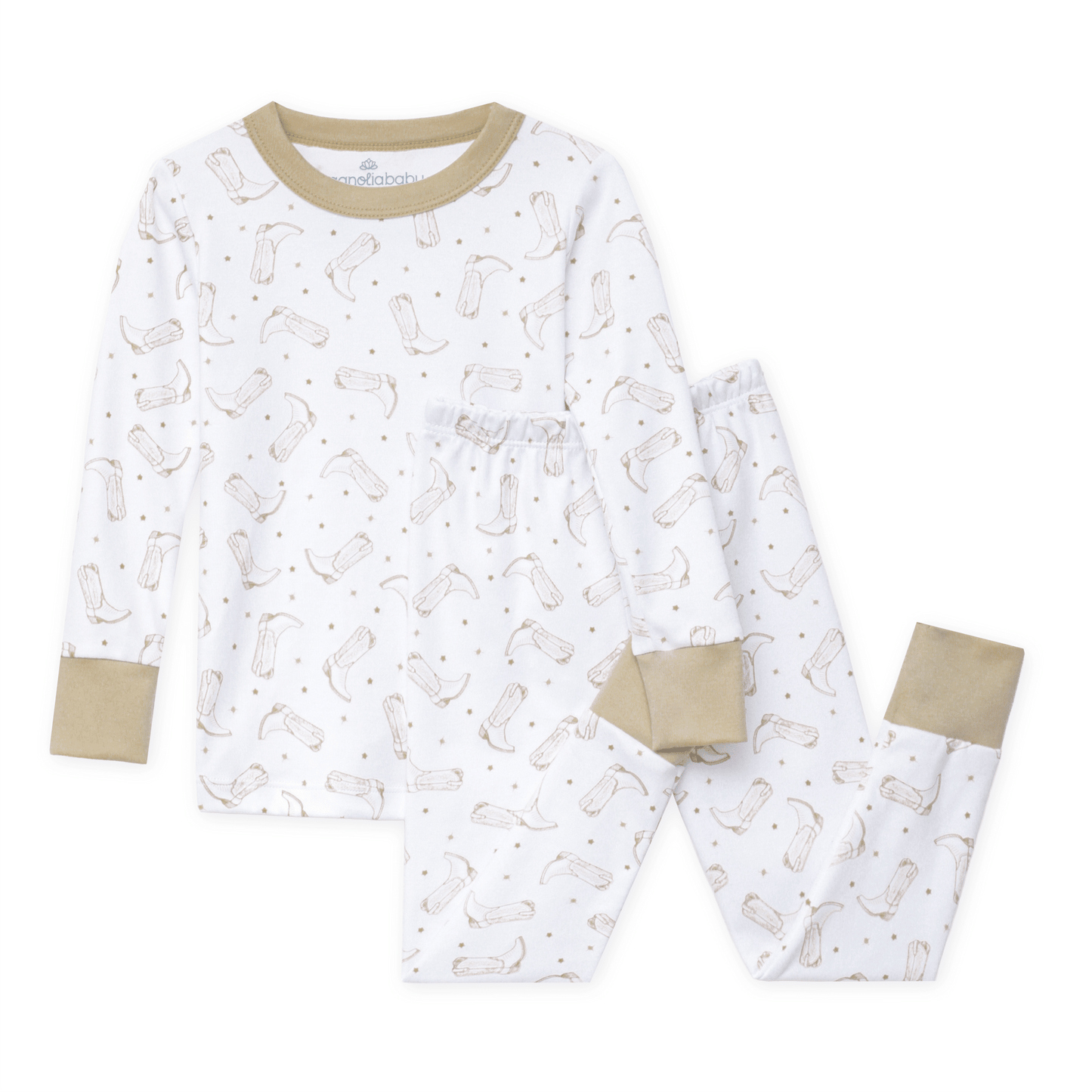 Magnolia Baby_Darling Cowboy Boots Long Pajamas - Ivory_1