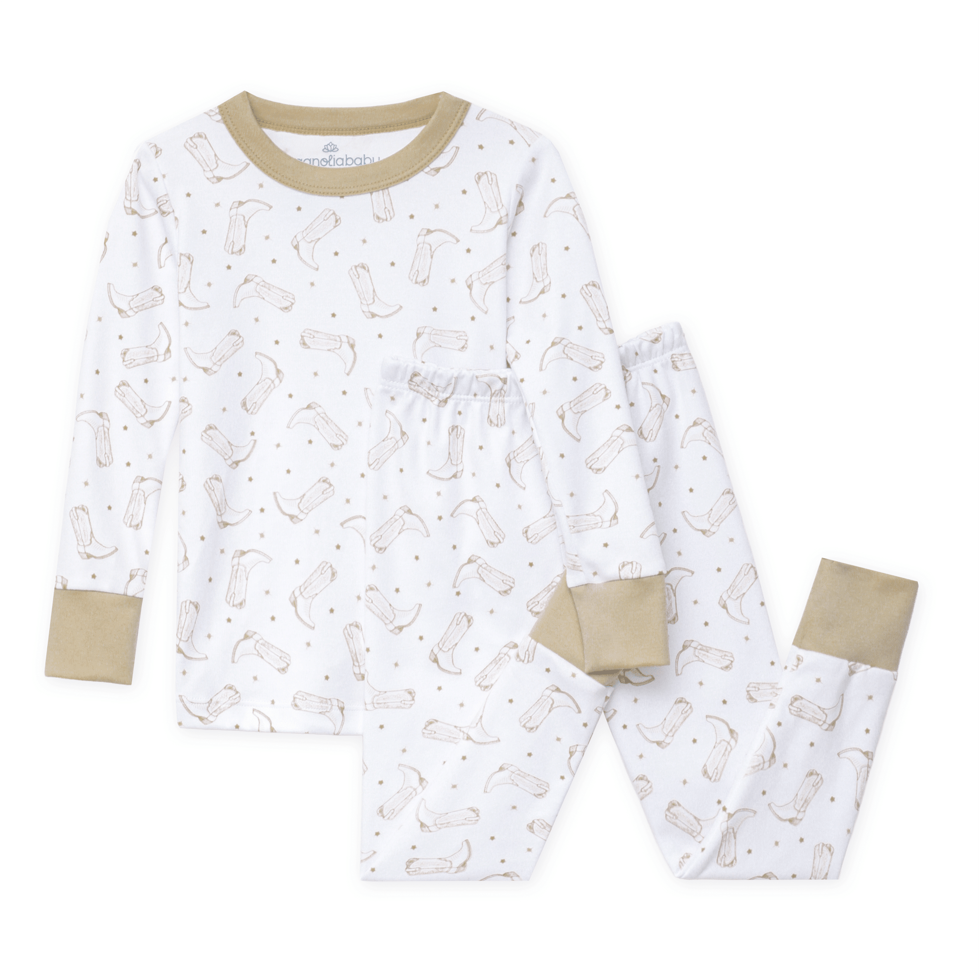 Magnolia Baby_Darling Cowboy Boots Long Pajamas - Ivory_1