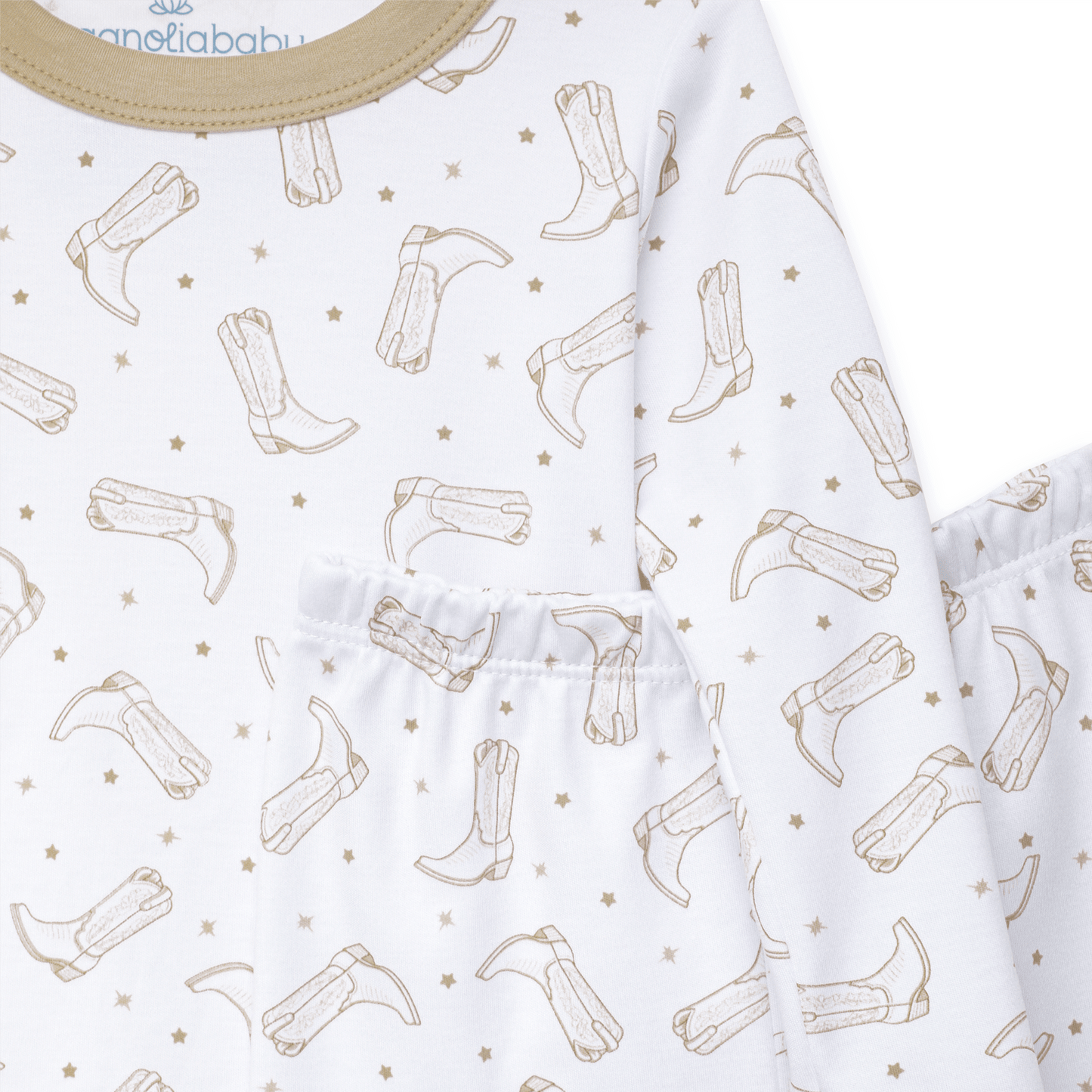 Magnolia Baby_Darling Cowboy Boots Long Pajamas - Ivory_3