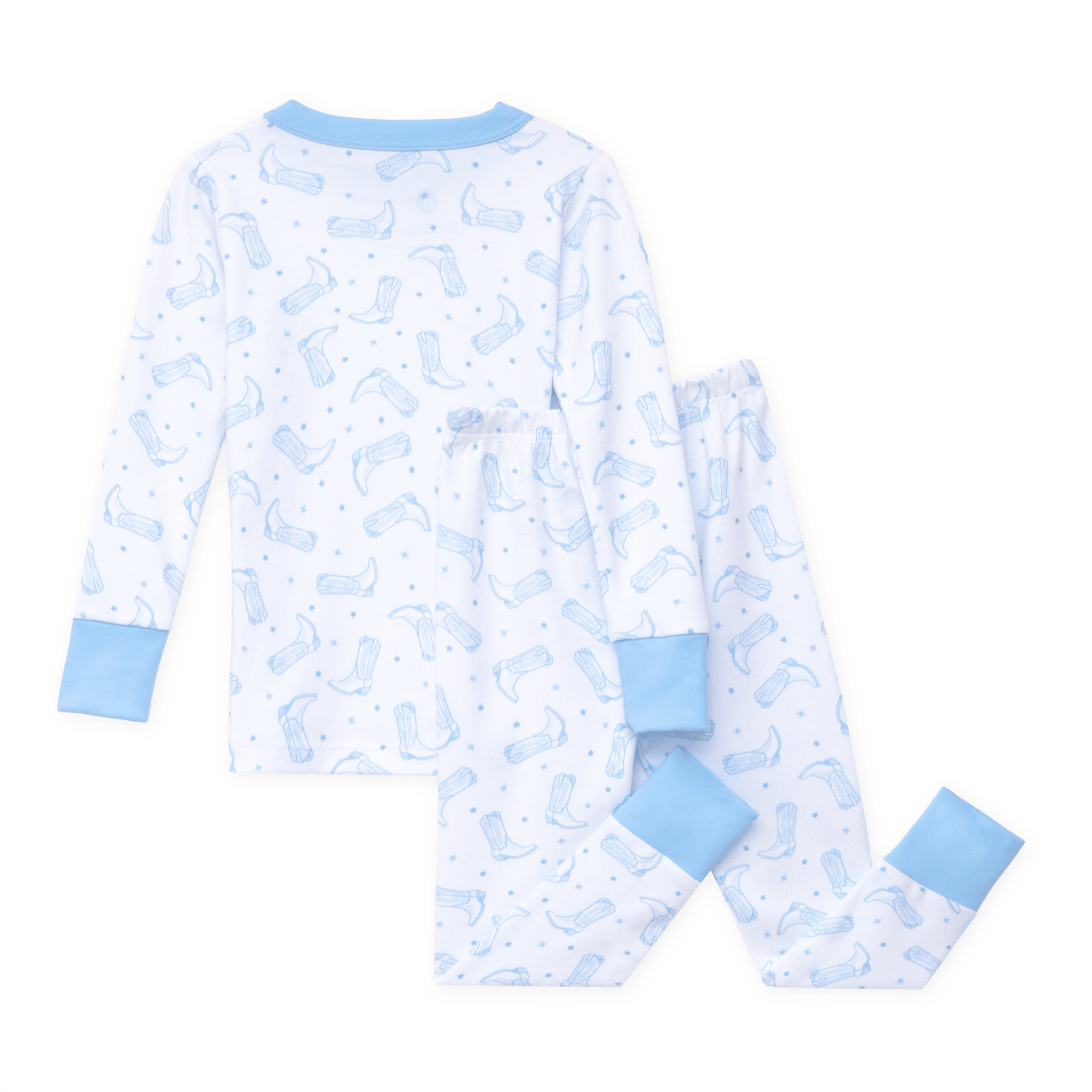 Darling Cowboy Boots Long Pajamas - Light Blue - Magnolia BabyLong Pajamas