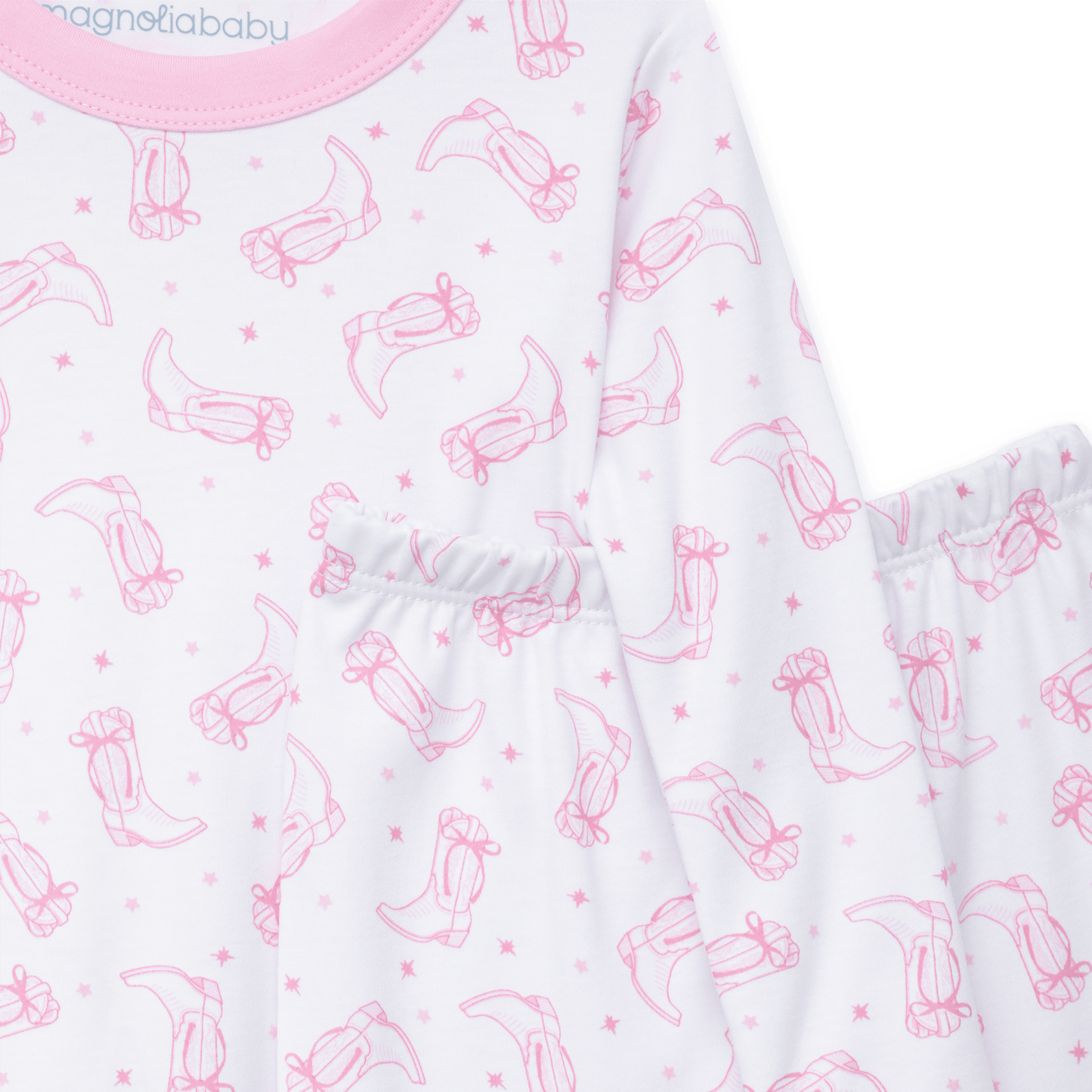 Darling Cowboy Boots Long Pajamas - Pink - Magnolia BabyLong Pajamas