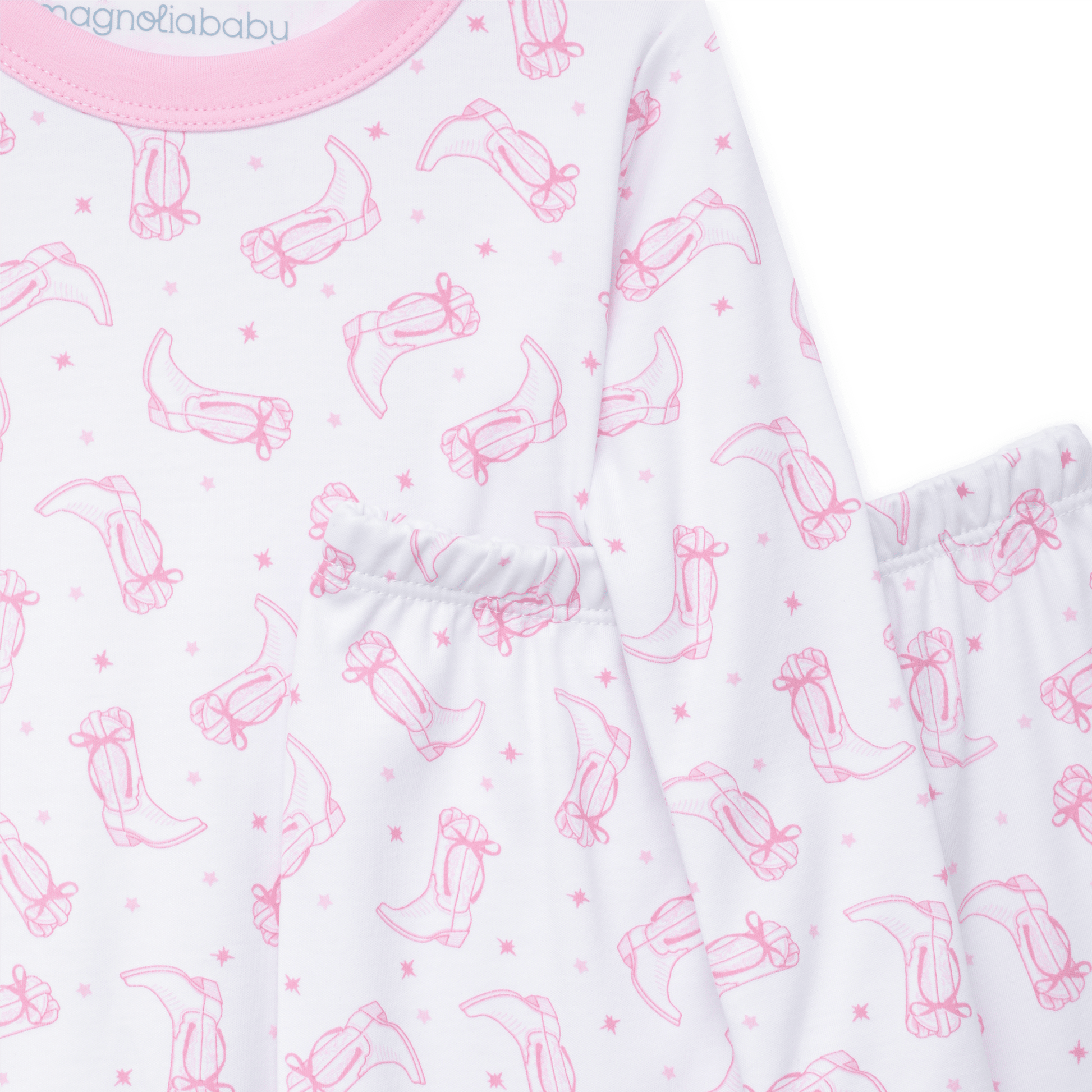 Darling Cowboy Boots Long Pajamas - Pink - Magnolia BabyLong Pajamas