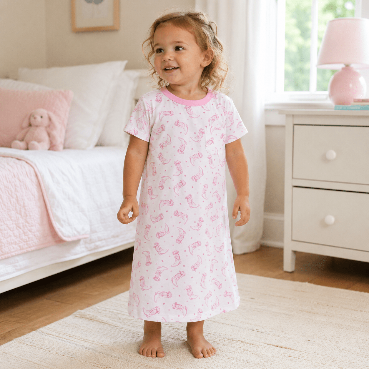 Darling Cowboy Boots Nightdress - Pink - Magnolia BabyNightdress