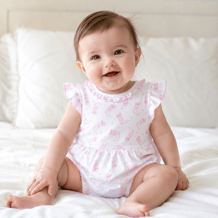 Darling Cowboy Boots Print Bubble - Pink - Magnolia BabyBubble