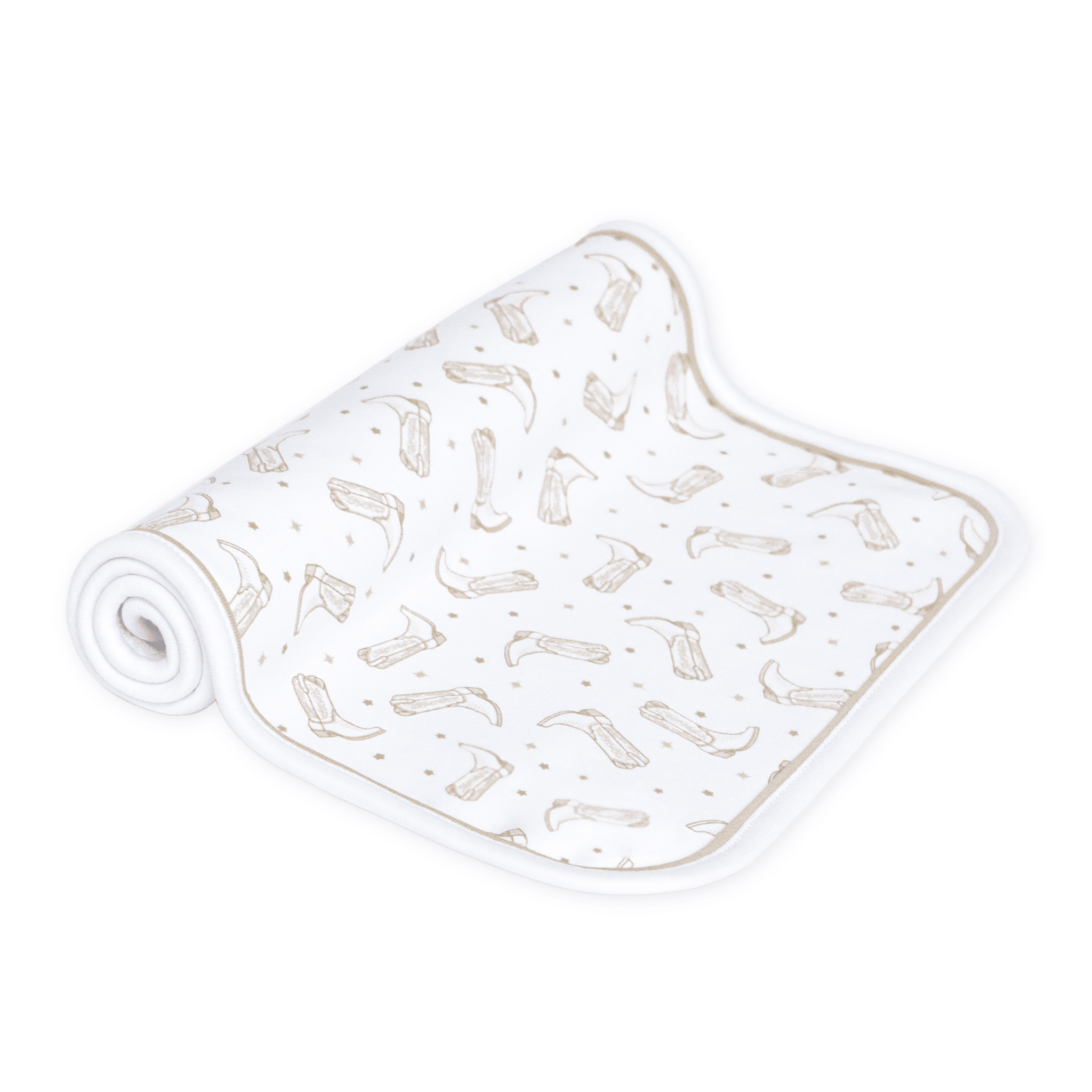 Magnolia Baby_Darling Cowboy Boots Print Burp Cloth - Ivory_2