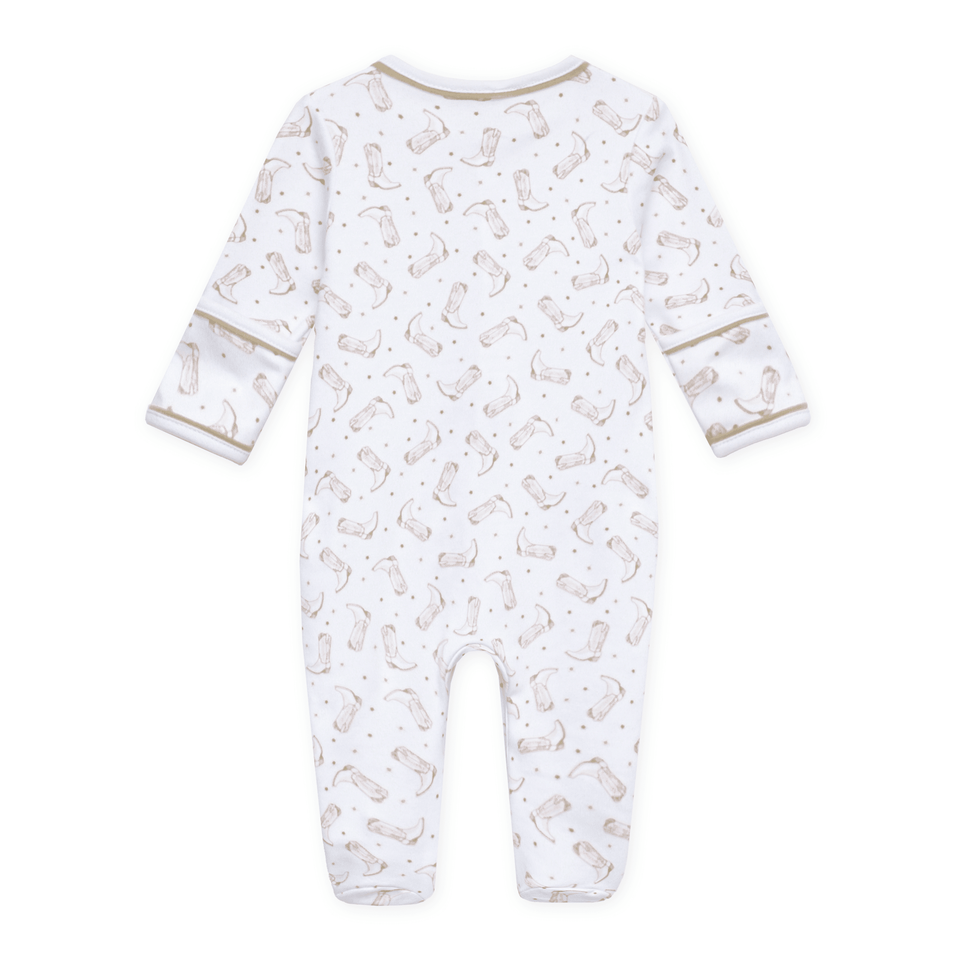 Magnolia Baby_Darling Cowboy Boots Print Footie - Ivory_2