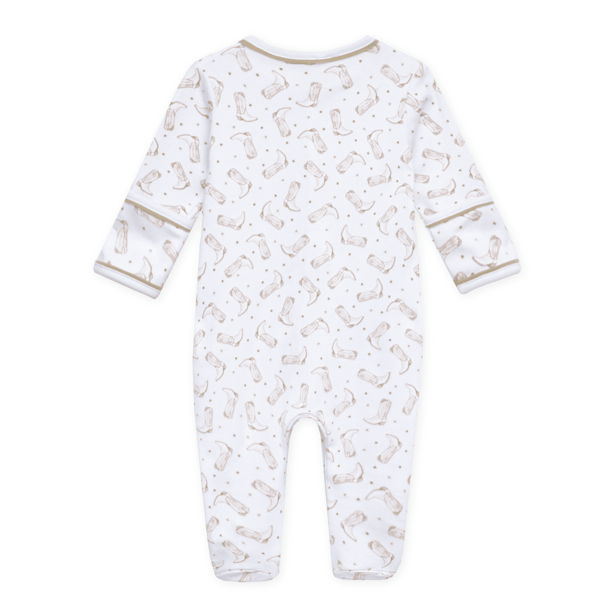 Magnolia Baby_Darling Cowboy Boots Print Footie - Ivory_2