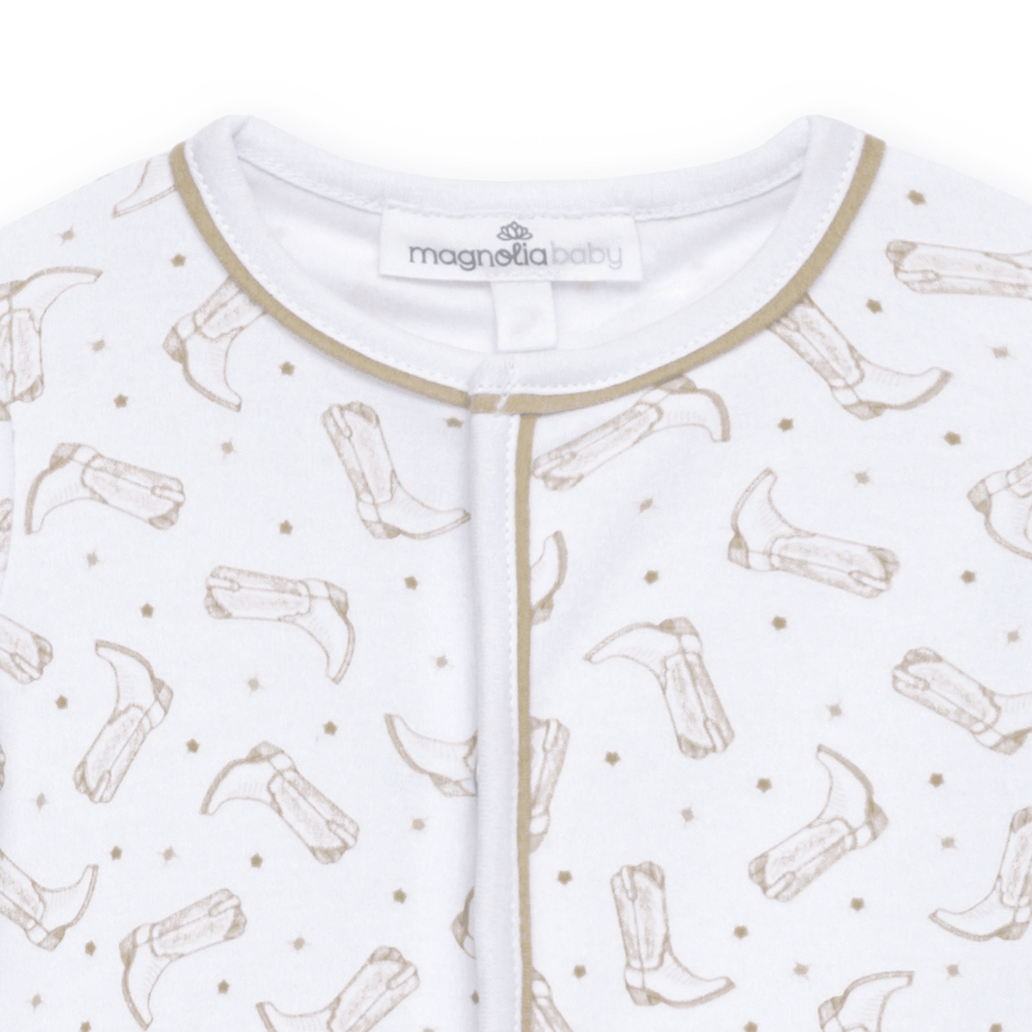 Magnolia Baby_Darling Cowboy Boots Print Footie - Ivory_3