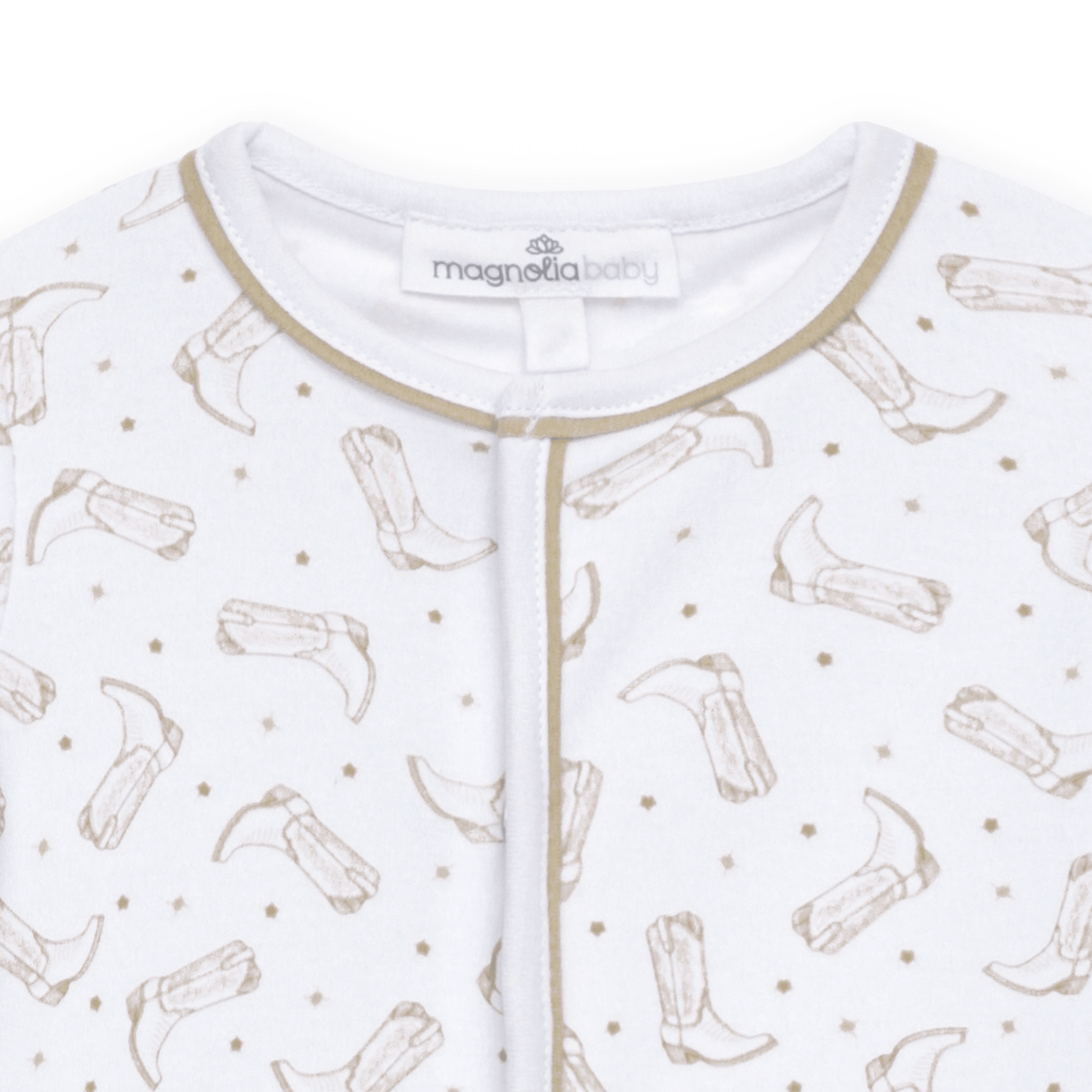 Magnolia Baby_Darling Cowboy Boots Print Footie - Ivory_3