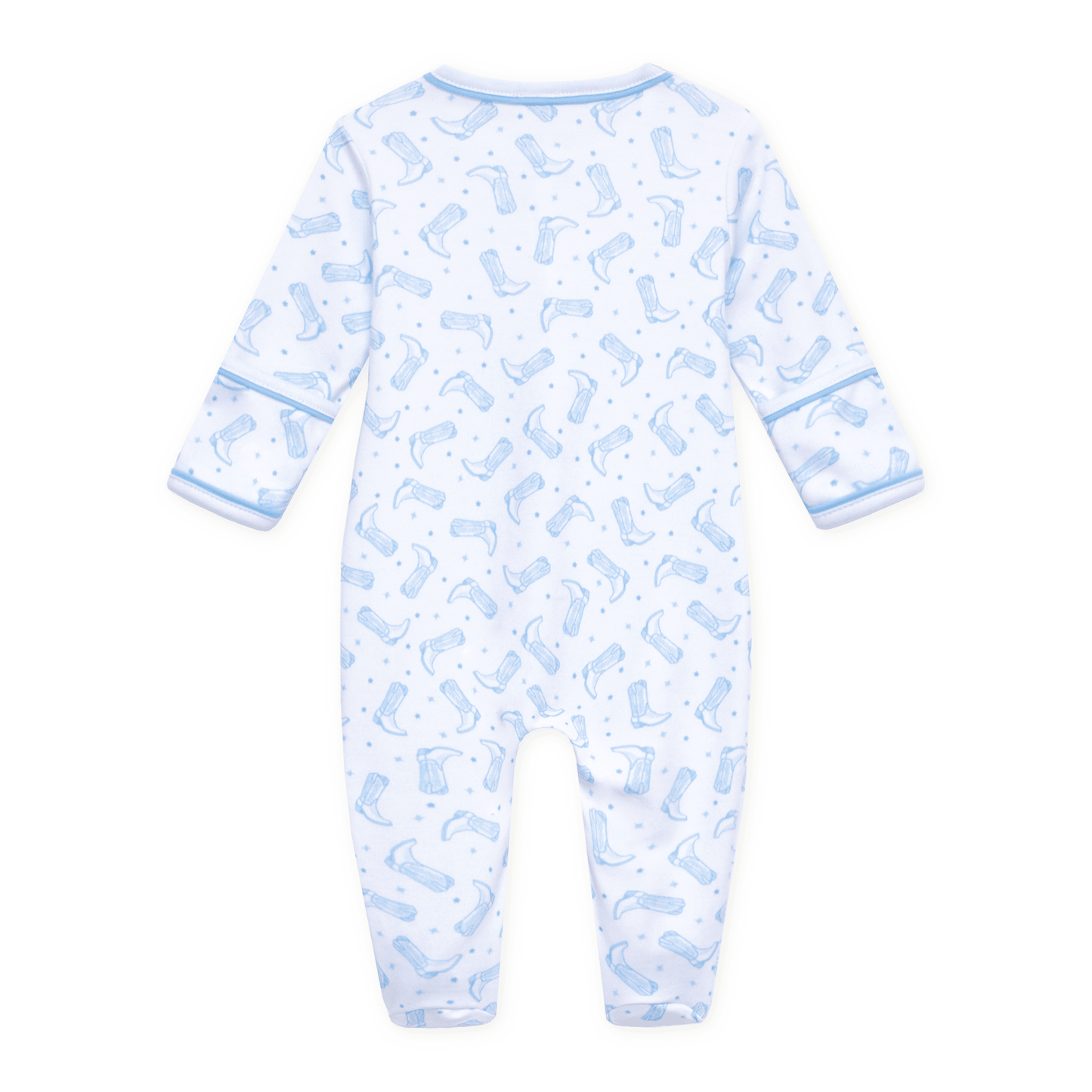 Magnolia Baby_Darling Cowboy Boots Print Footie - Light Blue_2