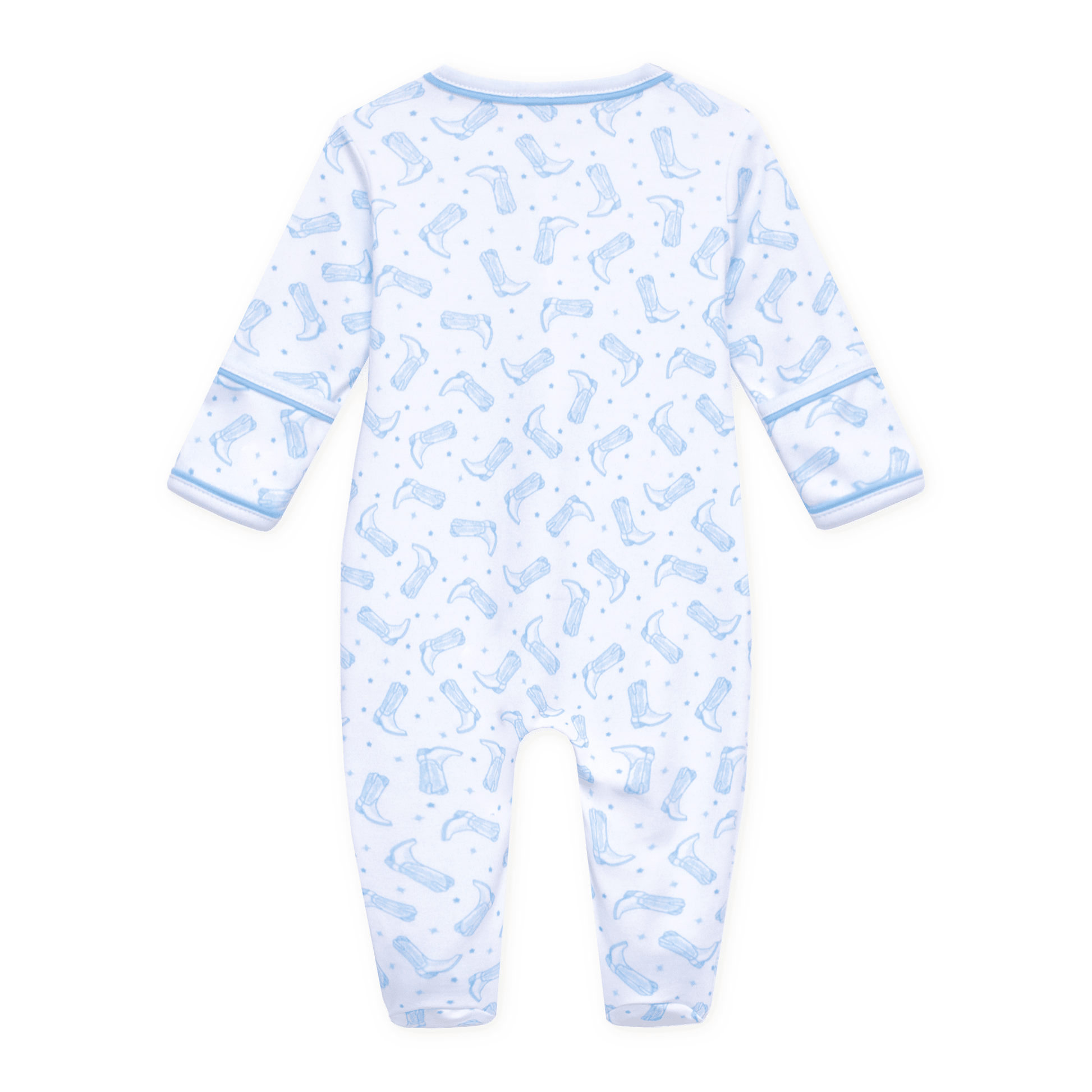 Magnolia Baby_Darling Cowboy Boots Print Footie - Light Blue_2