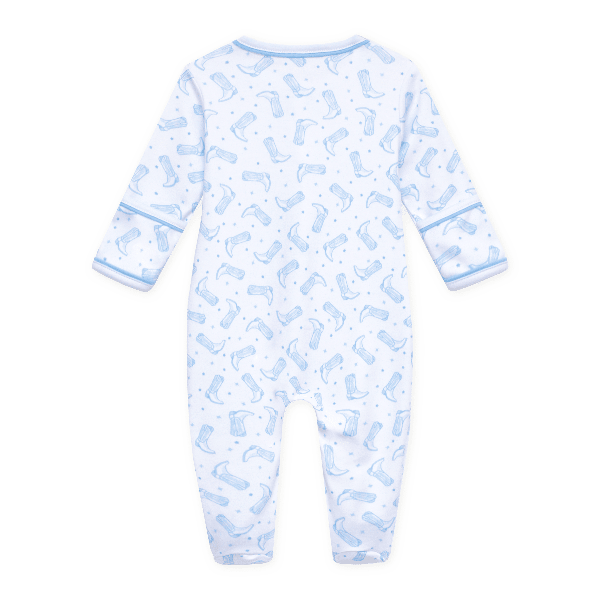Magnolia Baby_Darling Cowboy Boots Print Footie - Light Blue_2