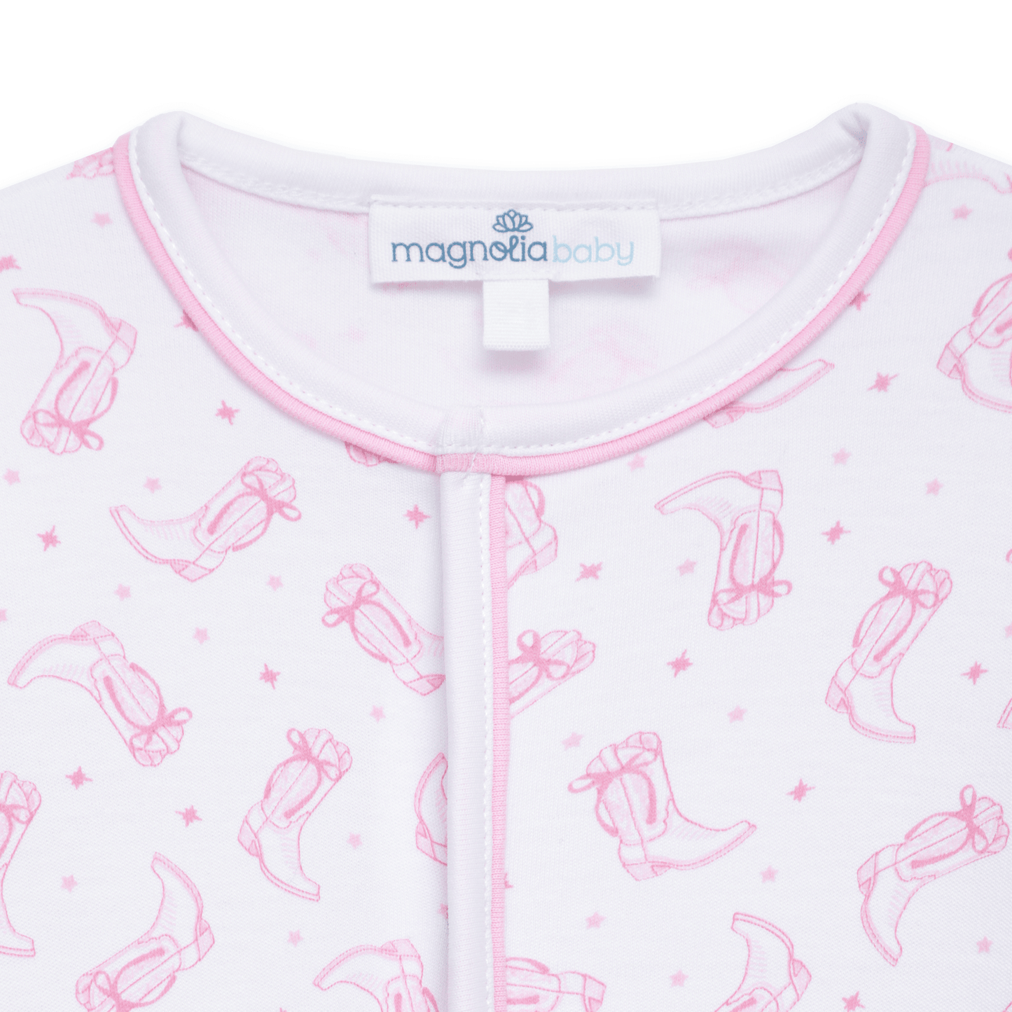 Magnolia Baby_Darling Cowboy Boots Print Ruffle Footie - Pink_3