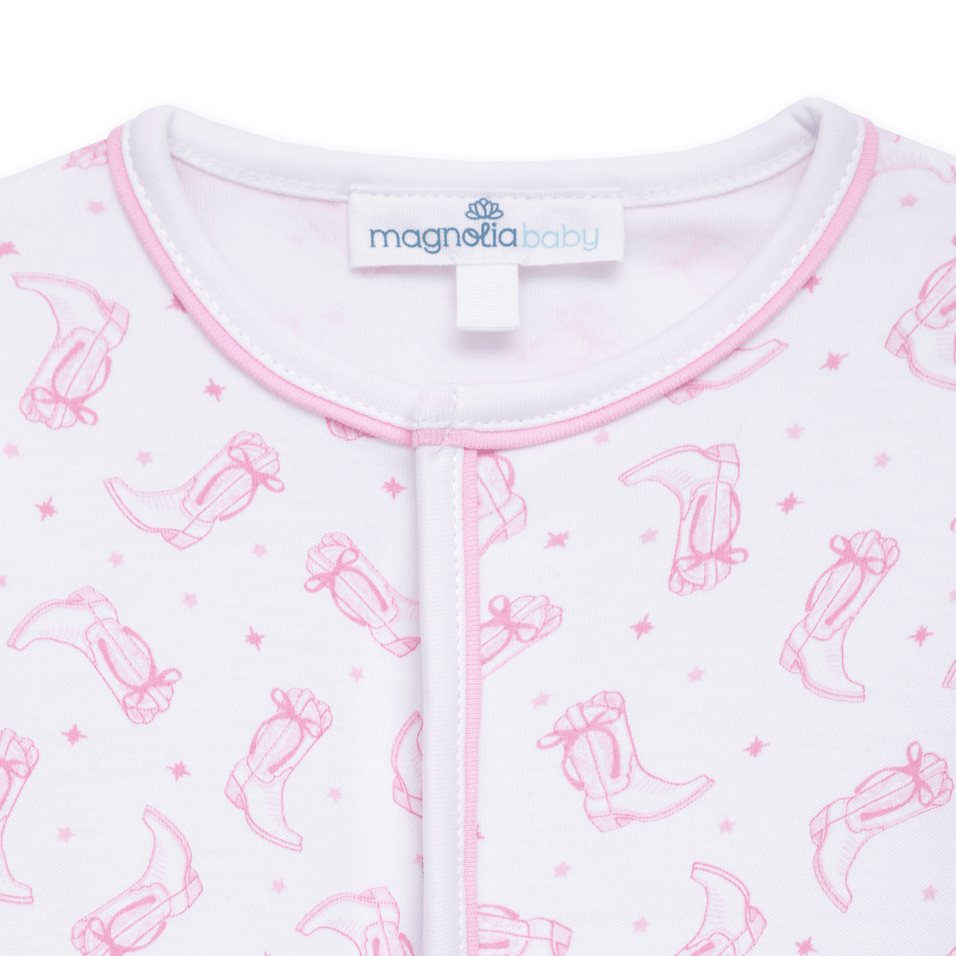 Magnolia Baby_Darling Cowboy Boots Print Ruffle Footie - Pink_3