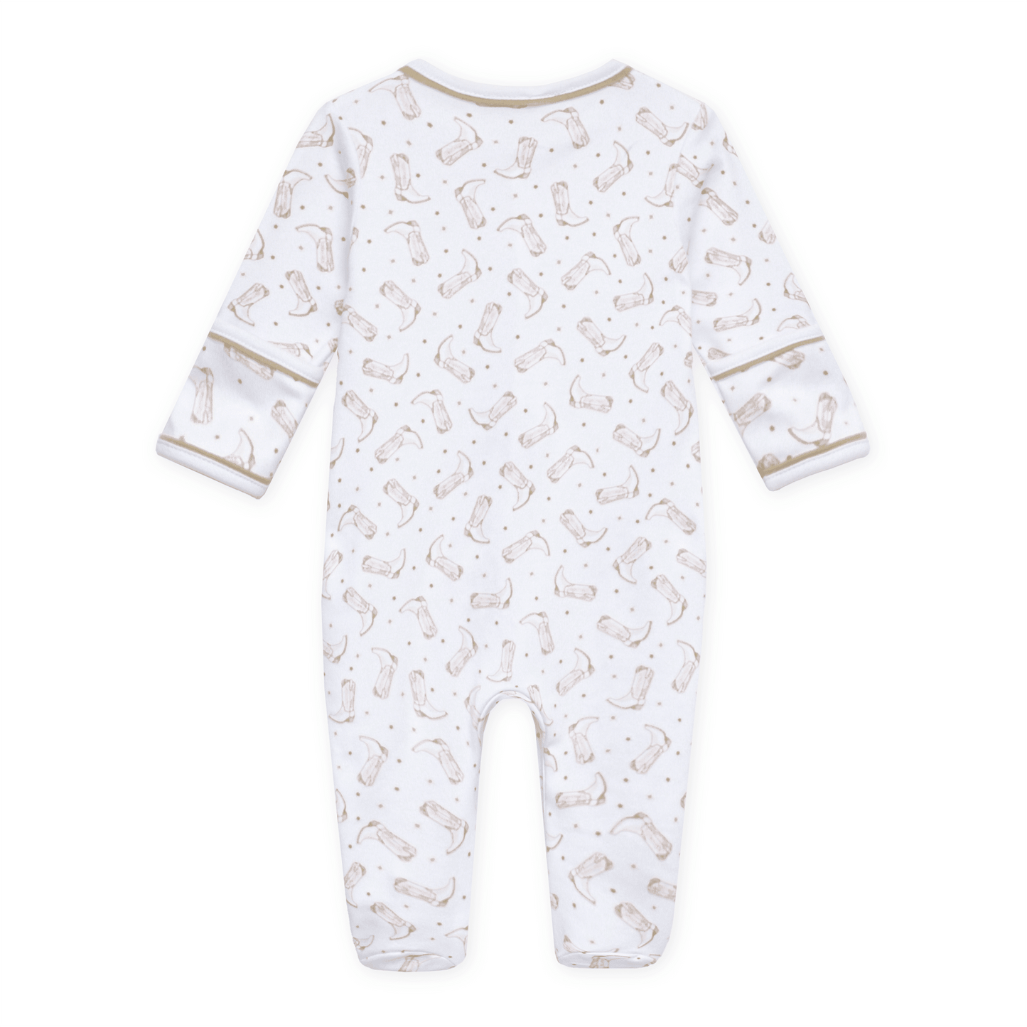 Darling Cowboy Boots Print Zip Footie - Ivory - Magnolia BabyFootie