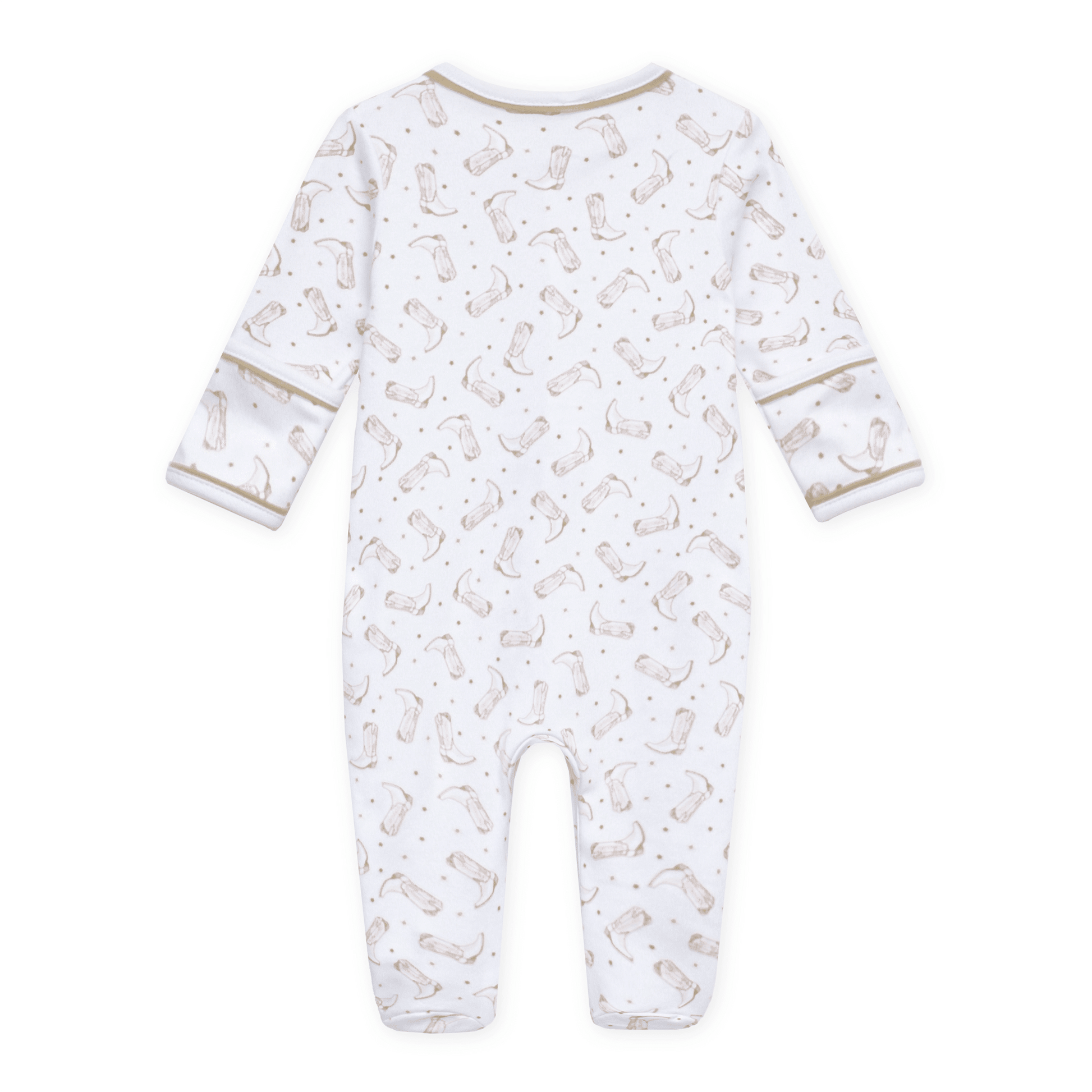 Darling Cowboy Boots Print Zip Footie - Ivory - Magnolia BabyFootie