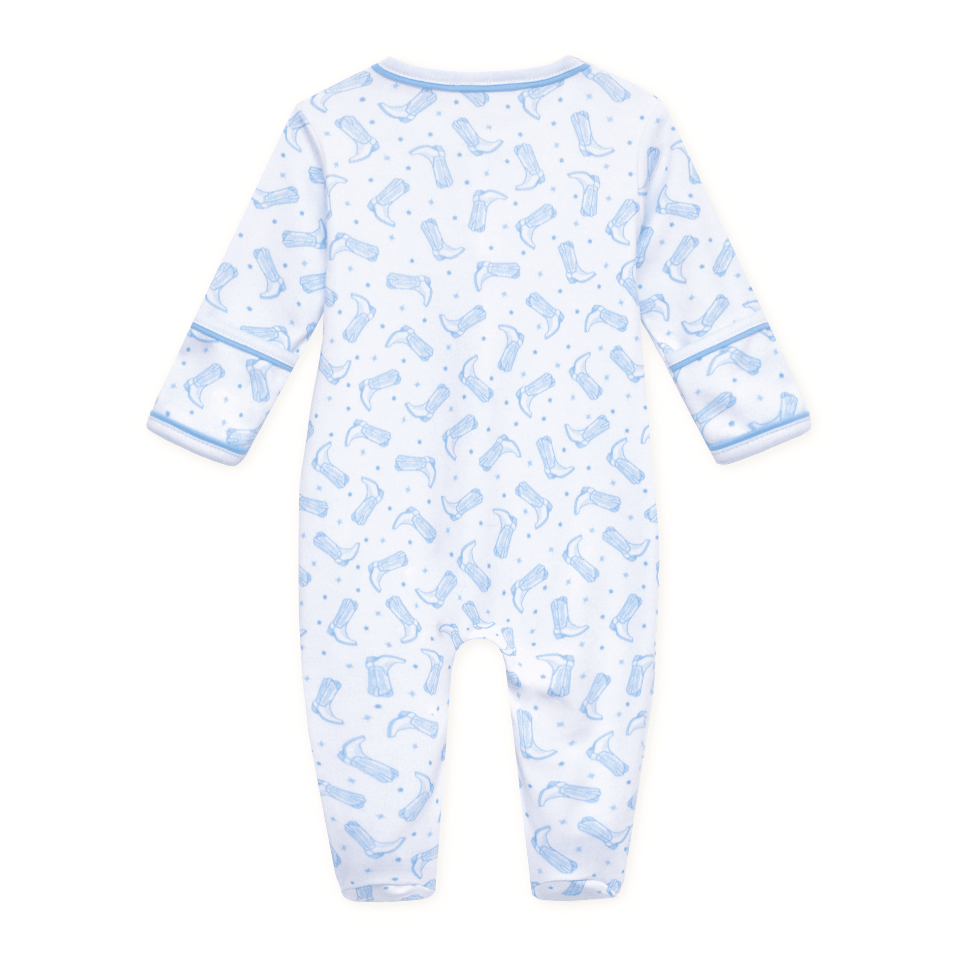 Darling Cowboy Boots Print Zip Footie - Light Blue - Magnolia BabyFootie