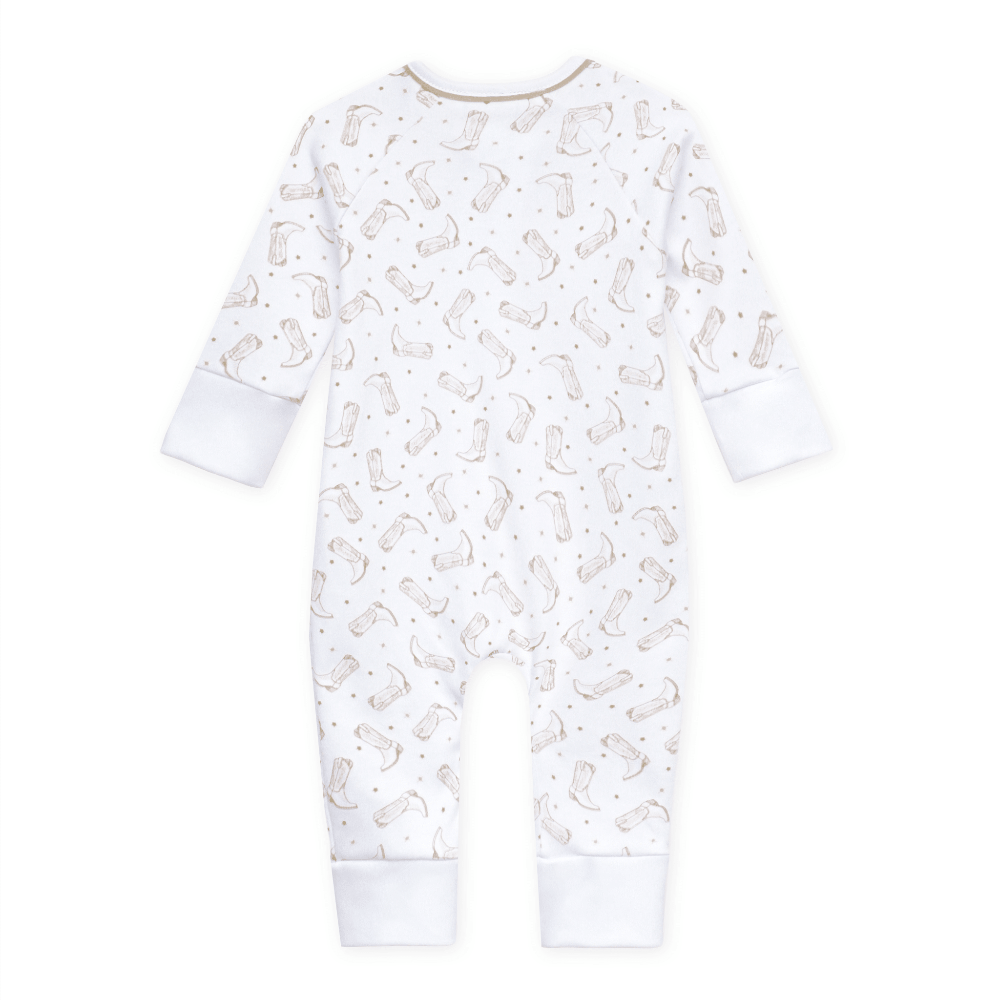 Magnolia Baby_Darling Cowboy Boots Print Zip Playsuit - Ivory_2