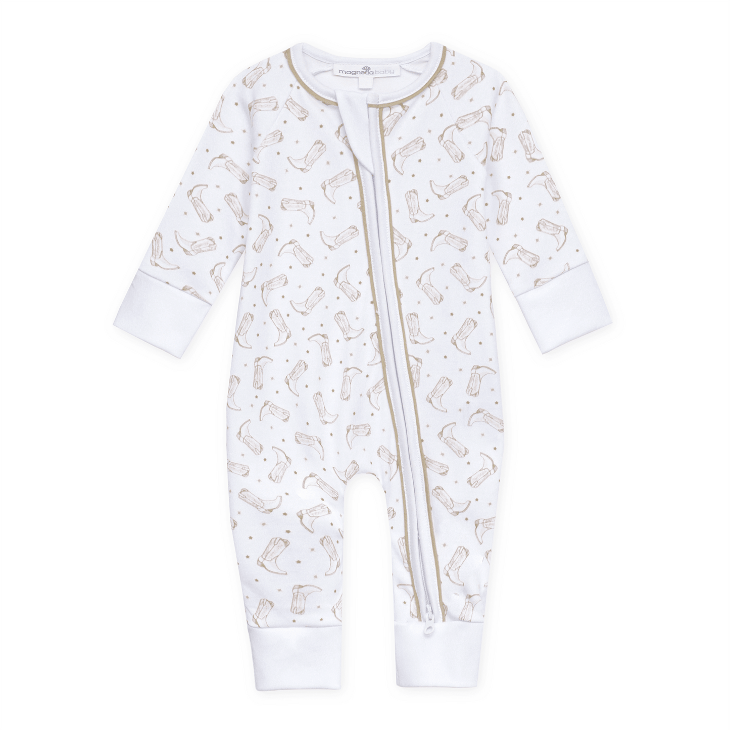Magnolia Baby_Darling Cowboy Boots Print Zip Playsuit - Ivory_1