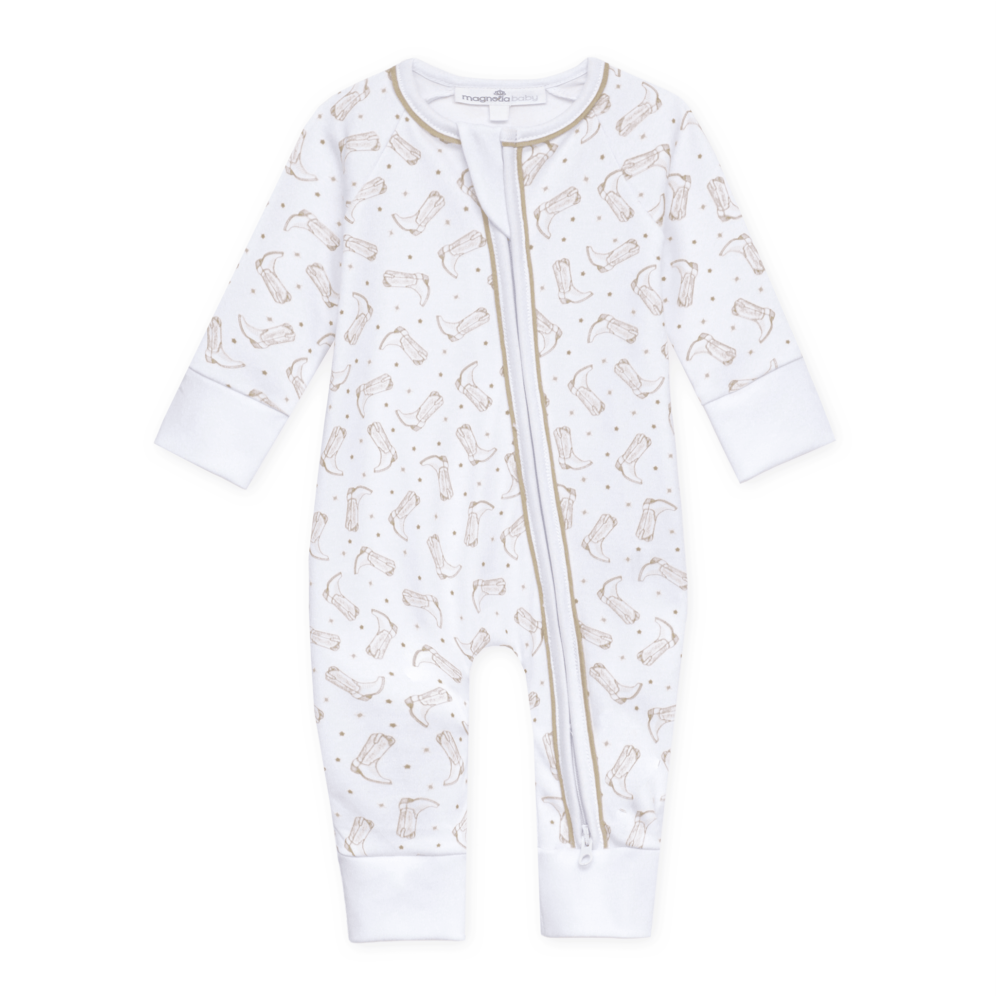 Magnolia Baby_Darling Cowboy Boots Print Zip Playsuit - Ivory_1