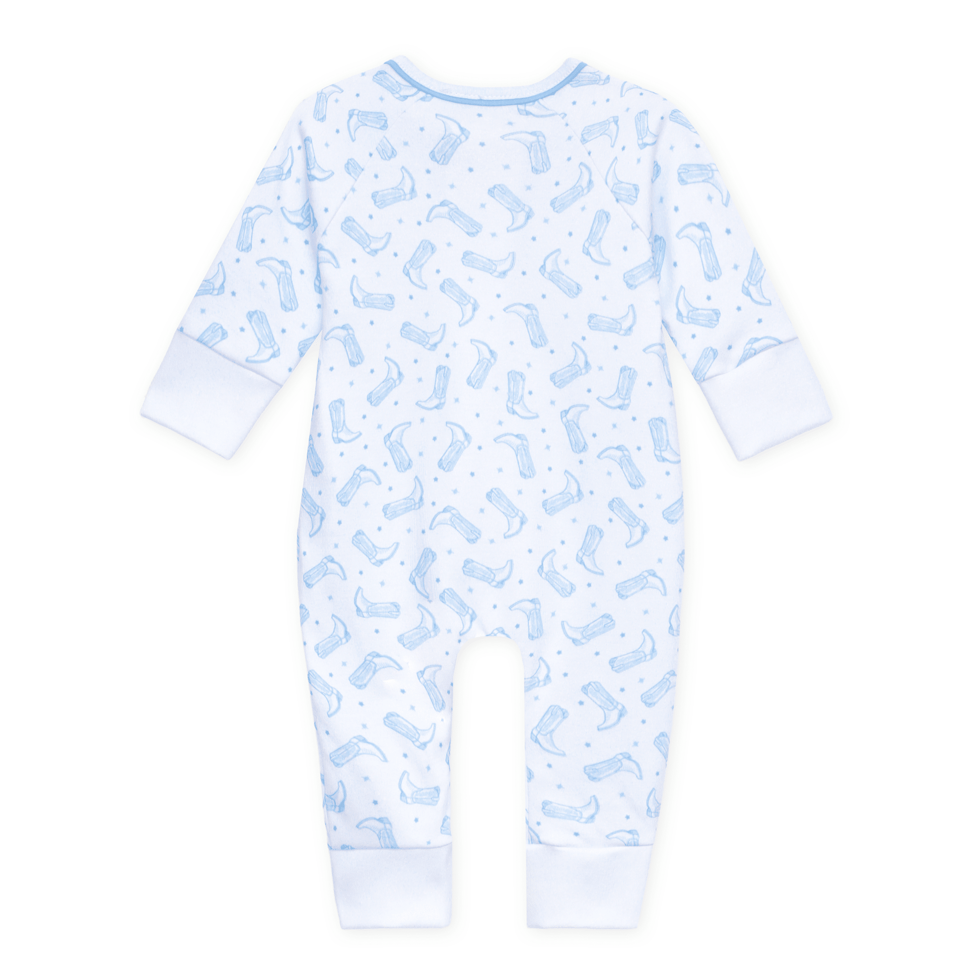 Magnolia Baby_Darling Cowboy Boots Print Zip Playsuit - Light Blue_2