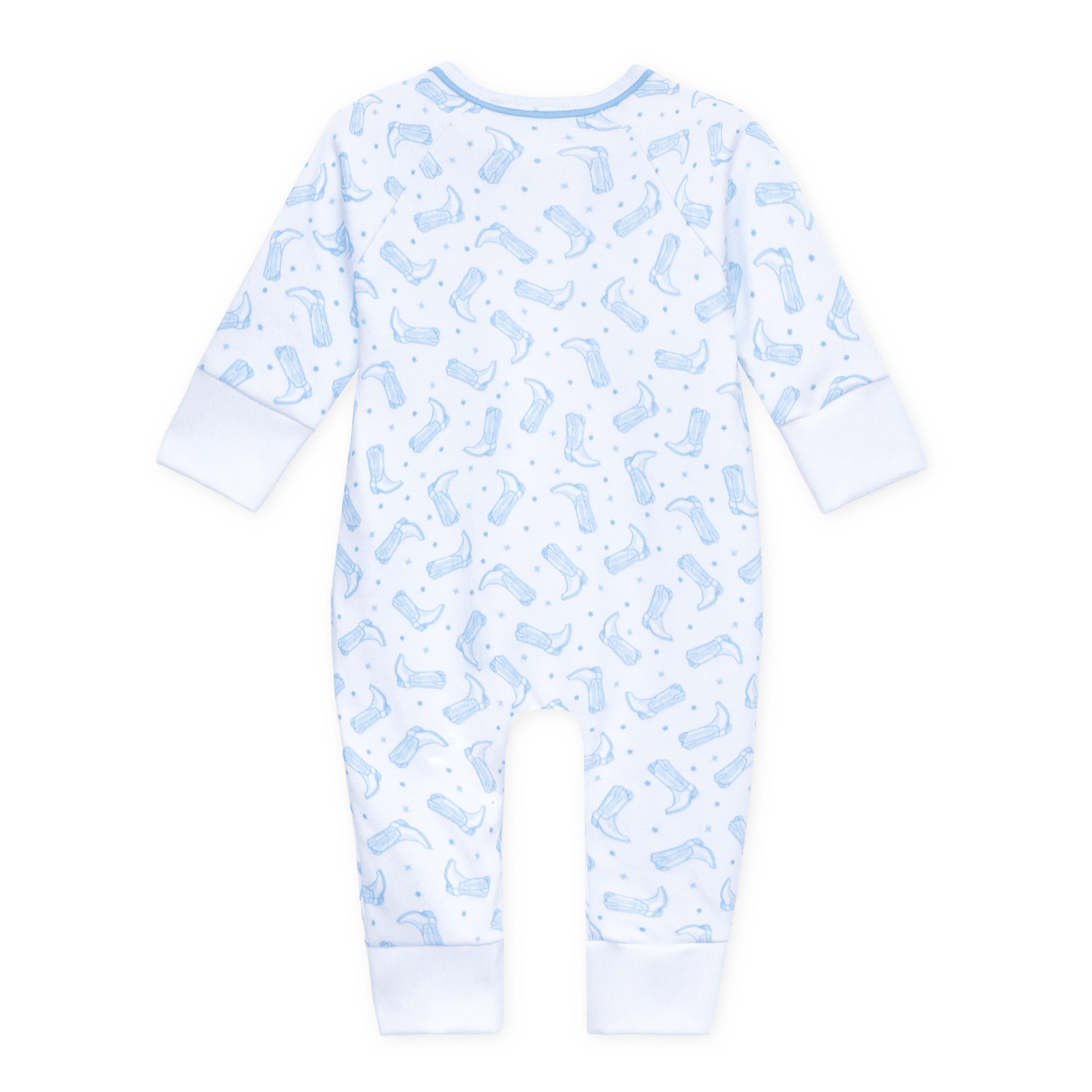 Magnolia Baby_Darling Cowboy Boots Print Zip Playsuit - Light Blue_2