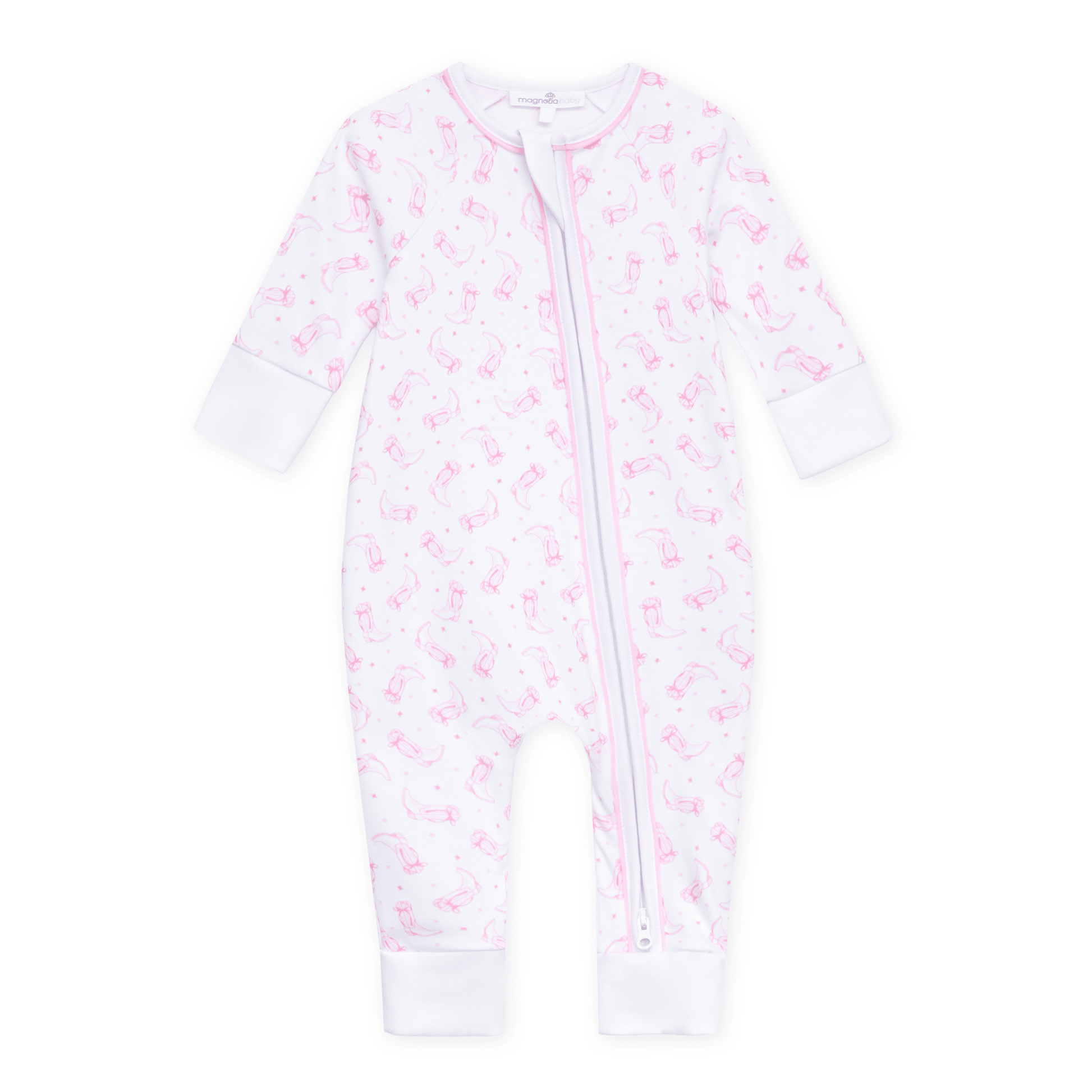 Magnolia Baby_Darling Cowboy Boots Print Zip Playsuit - Pink_1