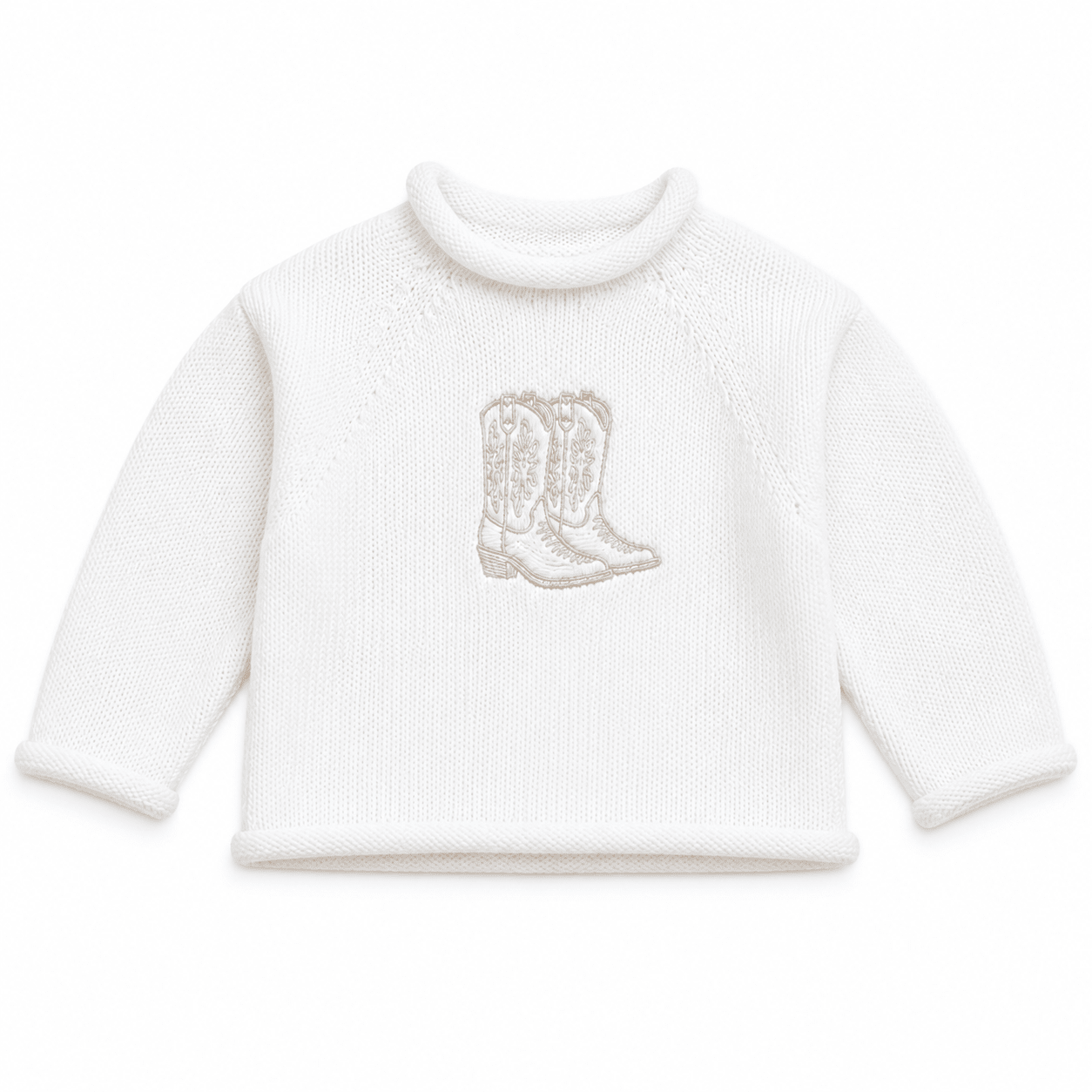 Magnolia Baby_Darling Cowboy Boots Rollneck Sweater - Ivory_1