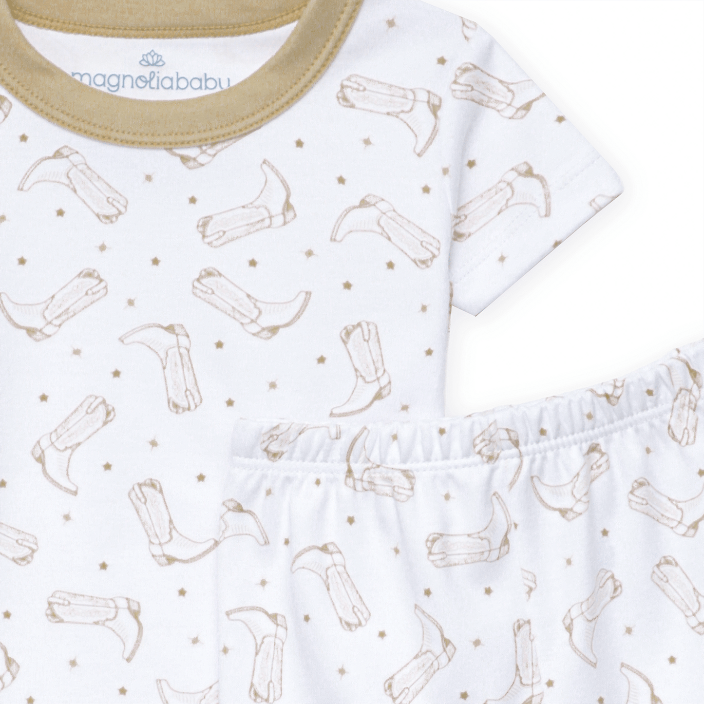 Magnolia Baby_Darling Cowboy Boots Short Pajamas - Ivory_3