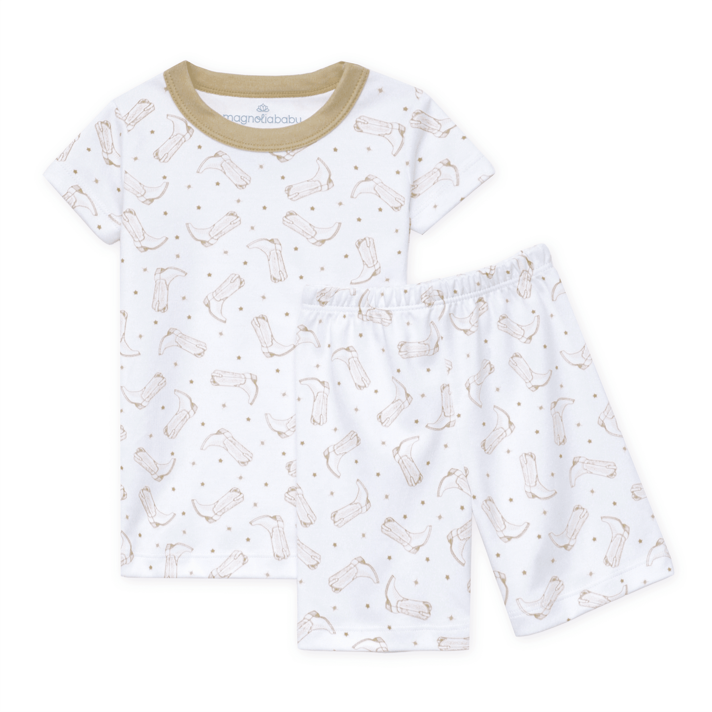 Magnolia Baby_Darling Cowboy Boots Short Pajamas - Ivory_1