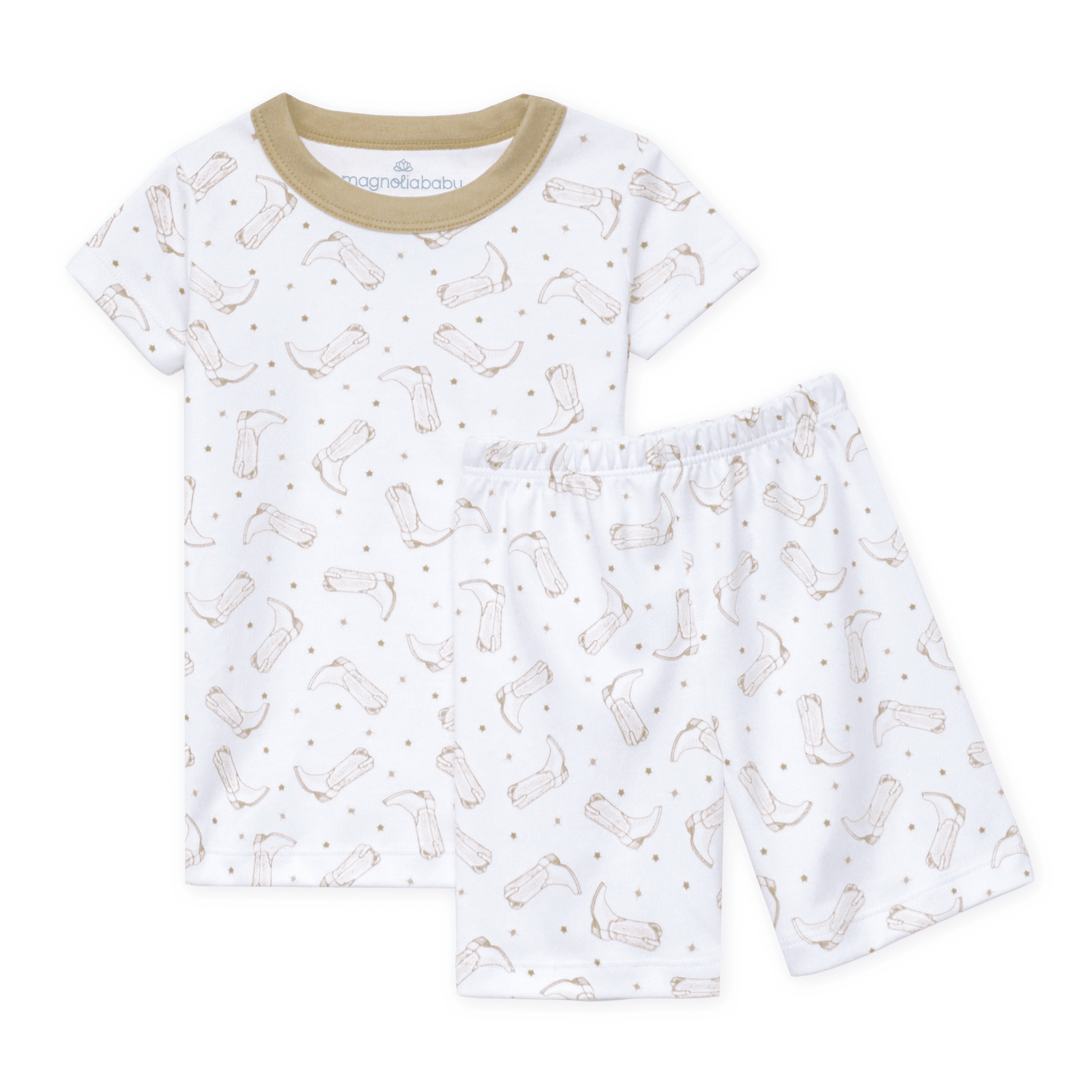 Magnolia Baby_Darling Cowboy Boots Short Pajamas - Ivory_1