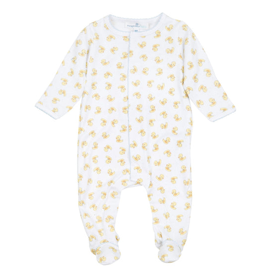 Darling Ducklings Print Footie - Light Blue - Magnolia BabyFootie