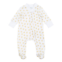  Darling Ducklings Print Zip Footie - Light Blue - Magnolia BabyFootie