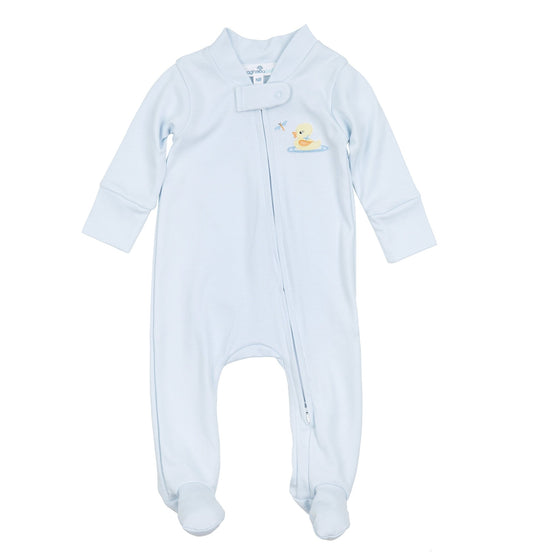 Darling Ducklings Zip Footie - Light Blue - Magnolia BabyFootie