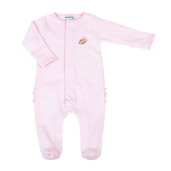 Darling Football Ruffle Footie - Pink - Magnolia BabyFootie