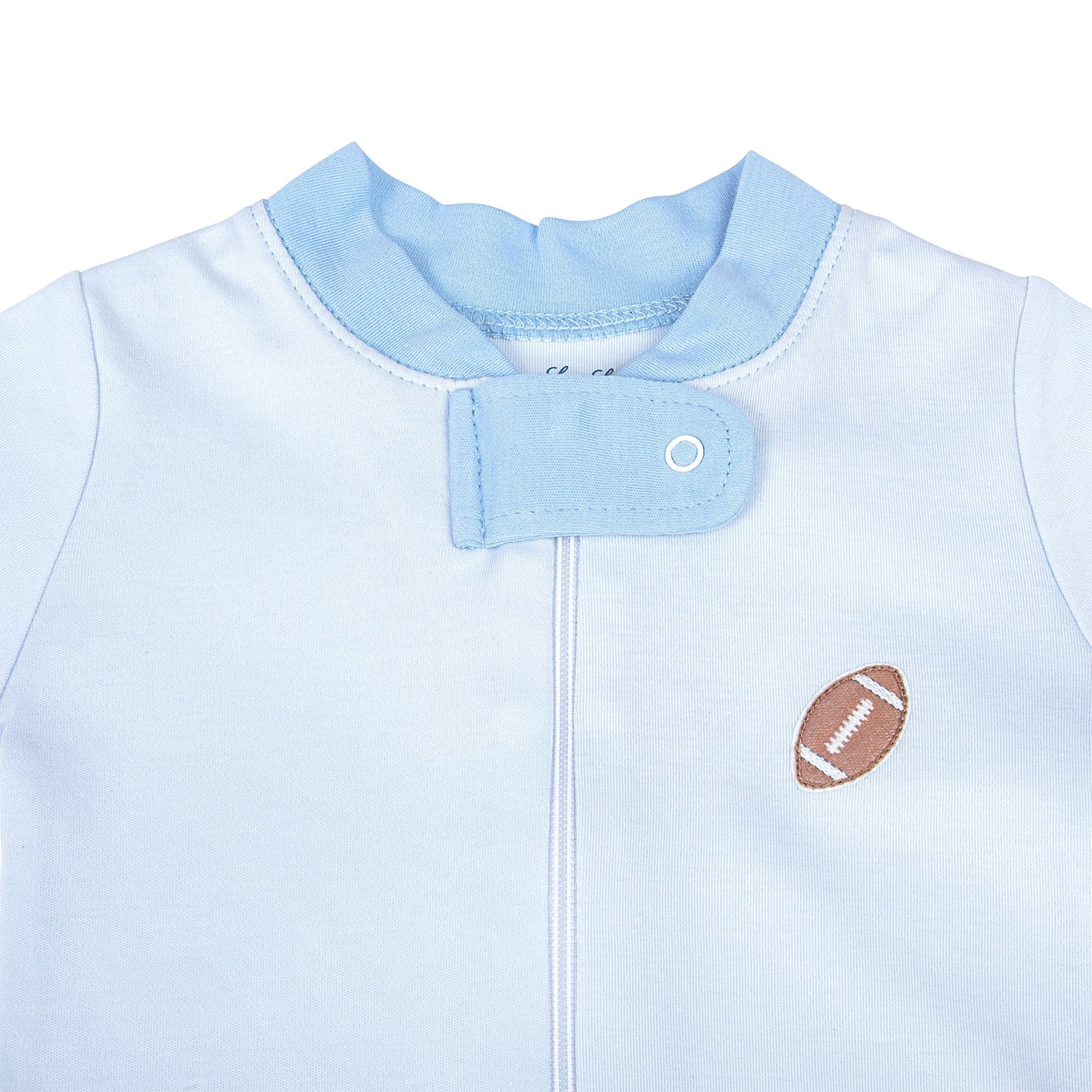 Darling Football Zip Pajamas - Blue - Magnolia BabyZipper Pajamas