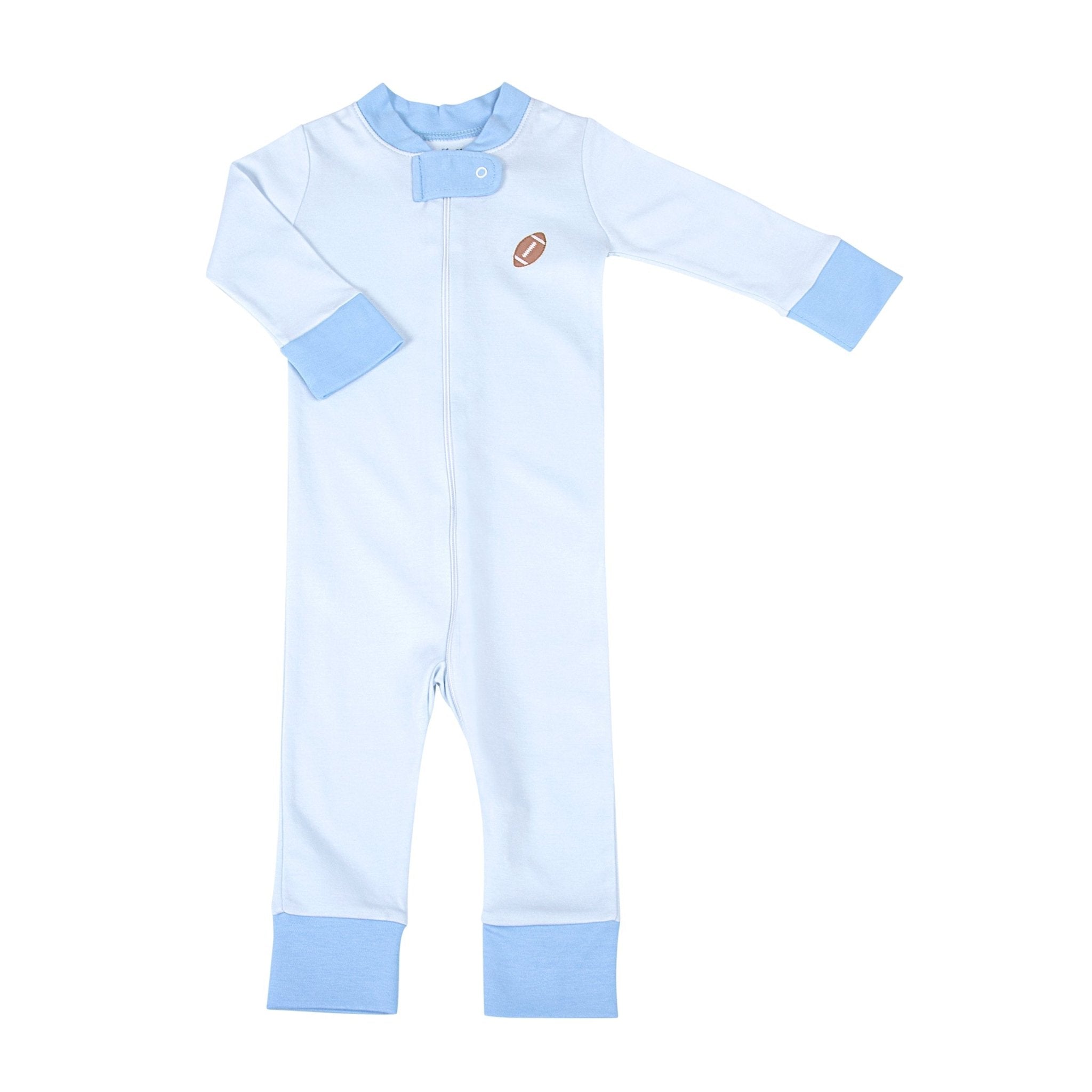 Darling Football Zip Pajamas - Blue - Magnolia BabyZipper Pajamas