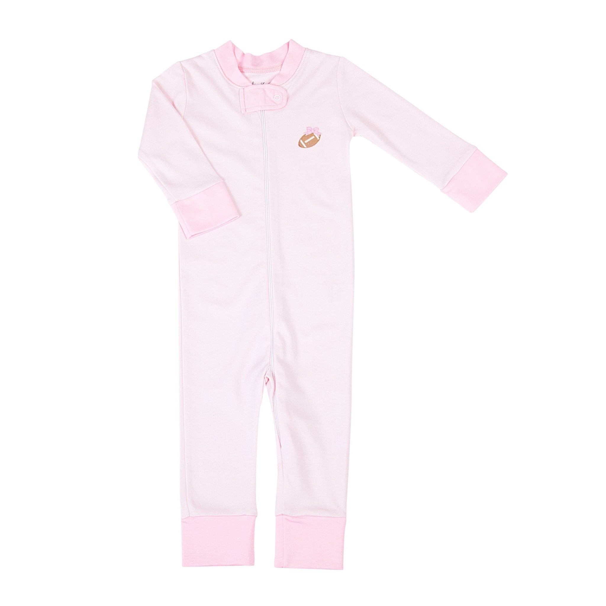 Darling Football Zip Pajamas - Pink - Magnolia BabyZipper Pajamas