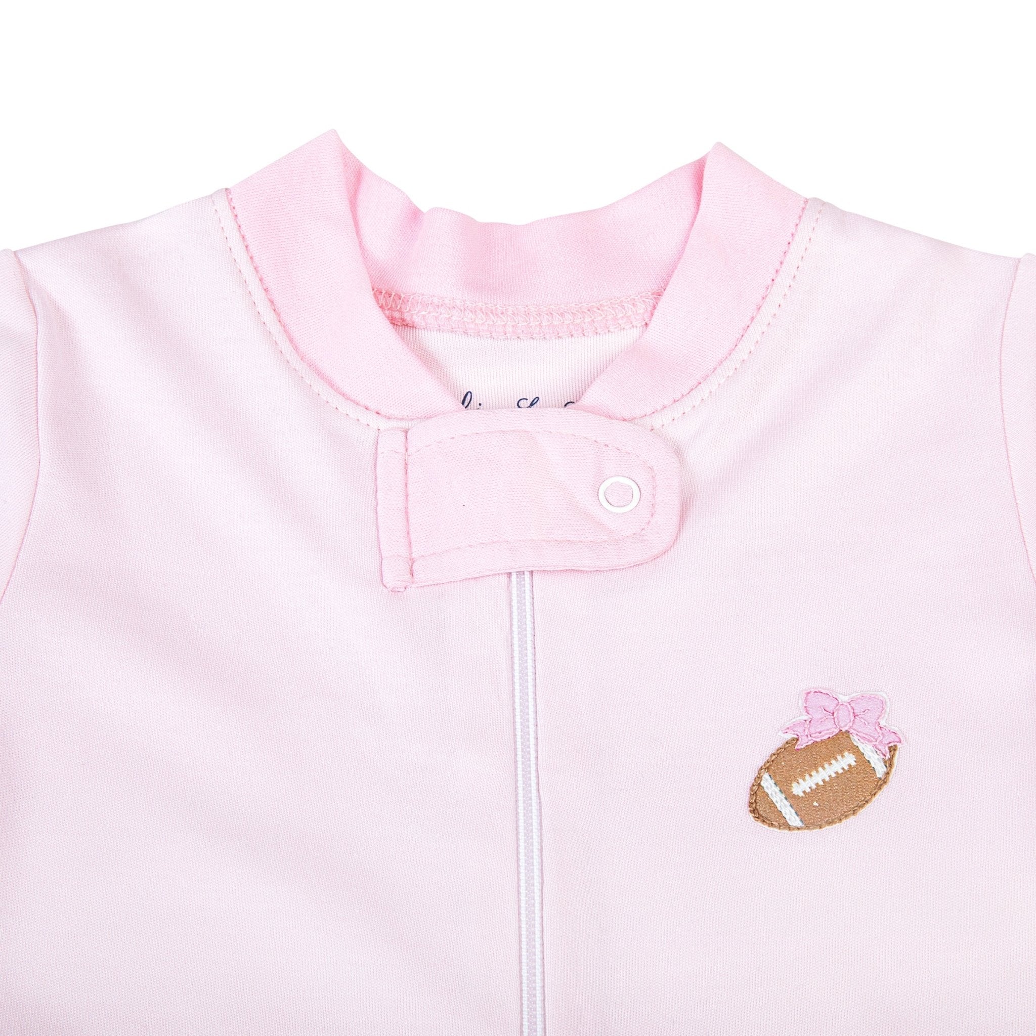 Darling Football Zip Pajamas - Pink - Magnolia BabyZipper Pajamas