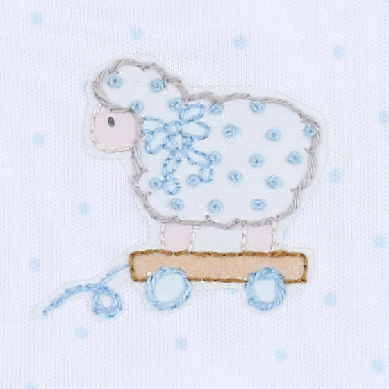 Darling Lambs Blue Embroidered Footie - Magnolia BabyFootie