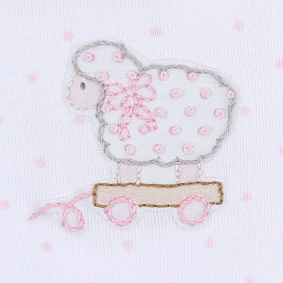Darling Lambs Pink Embroidered Footie - Magnolia BabyFootie