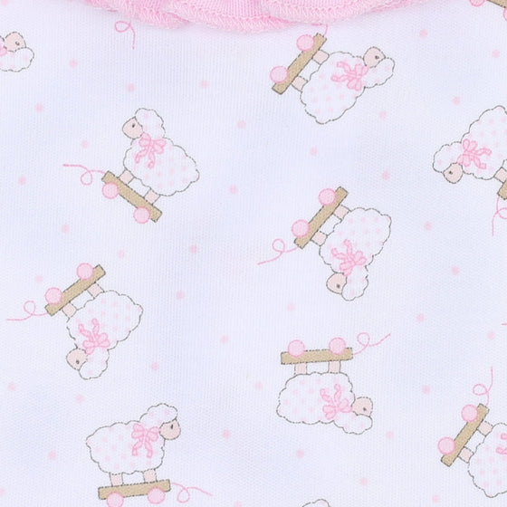 Darling Lambs Pink Print Zip Footie - Magnolia BabyFootie