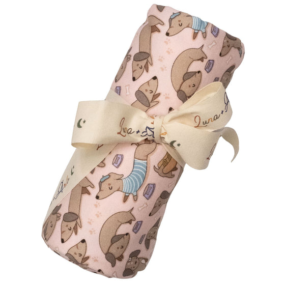 Daschunds Swaddle Blanket - Dusty Rose by Luna and Arlo - Magnolia BabySwaddle Blanket