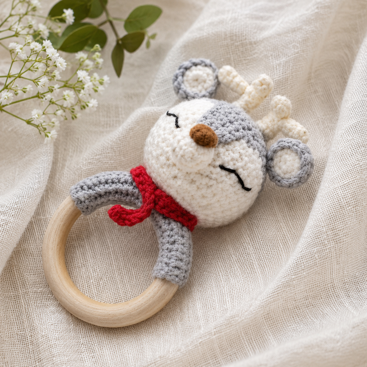 Deer Cotton Hand Crochet Rattle