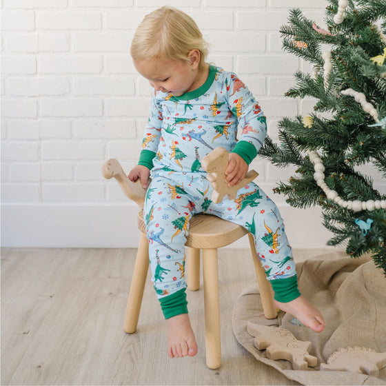 Dino Christmas Long Pajamas - Magnolia BabyLong Pajamas