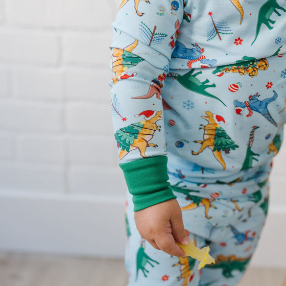 Dino Christmas Long Pajamas - Magnolia BabyLong Pajamas