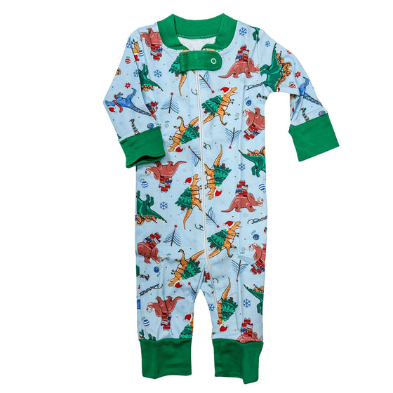 Dino Christmas Zipper Pajamas - Magnolia BabyZipper Pajamas