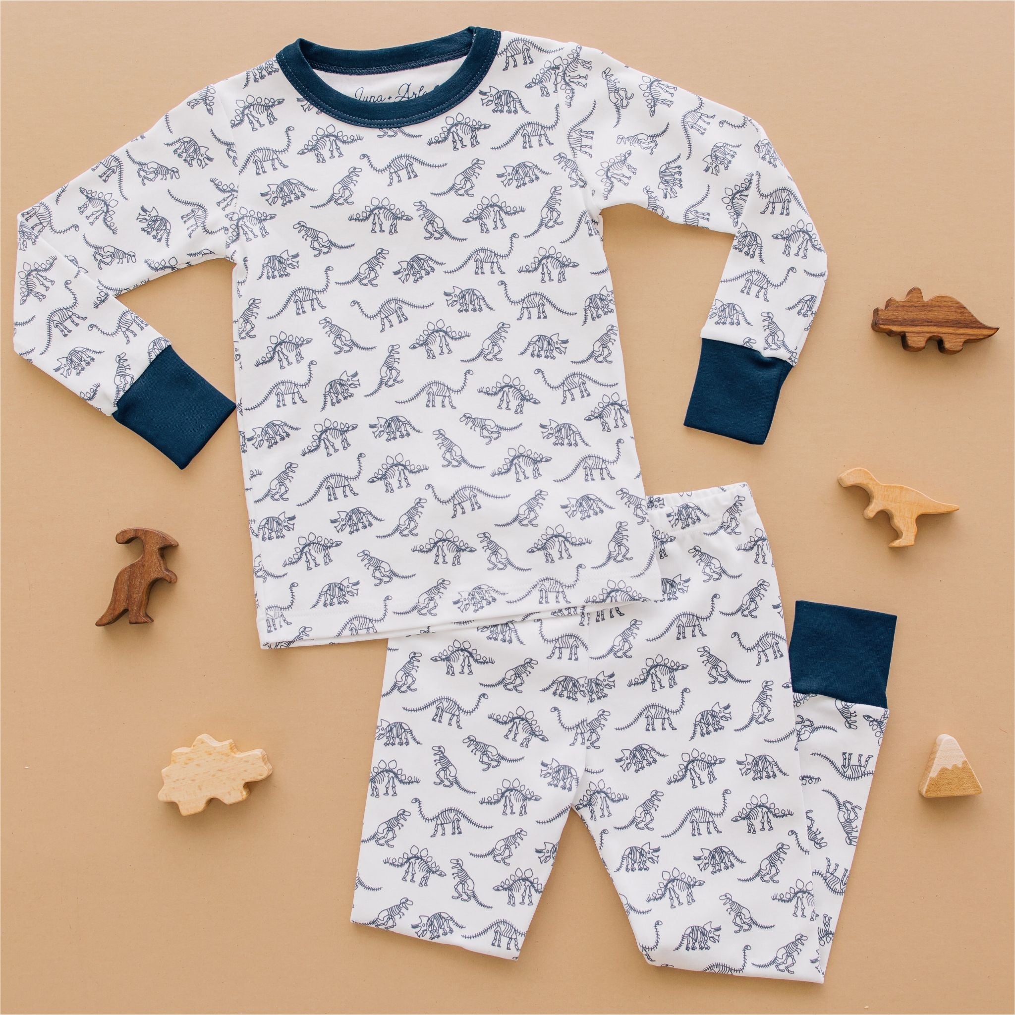 Dino Digs Brothers Set - Long Pajamas + Zip Footie - Magnolia BabyGift Set