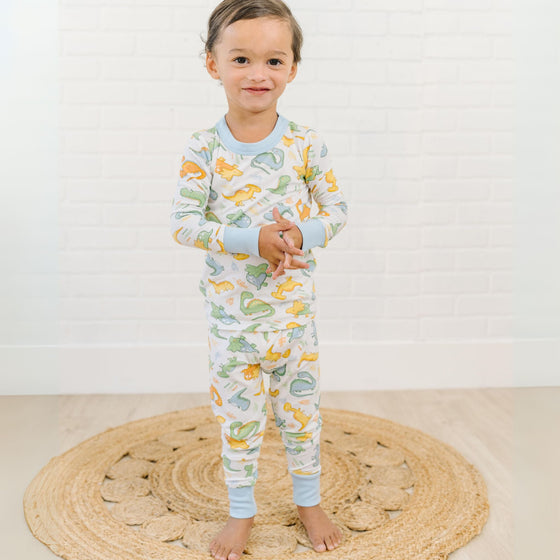 Dino Dreams Long Pajamas - Blue - Magnolia BabyLong Pajamas